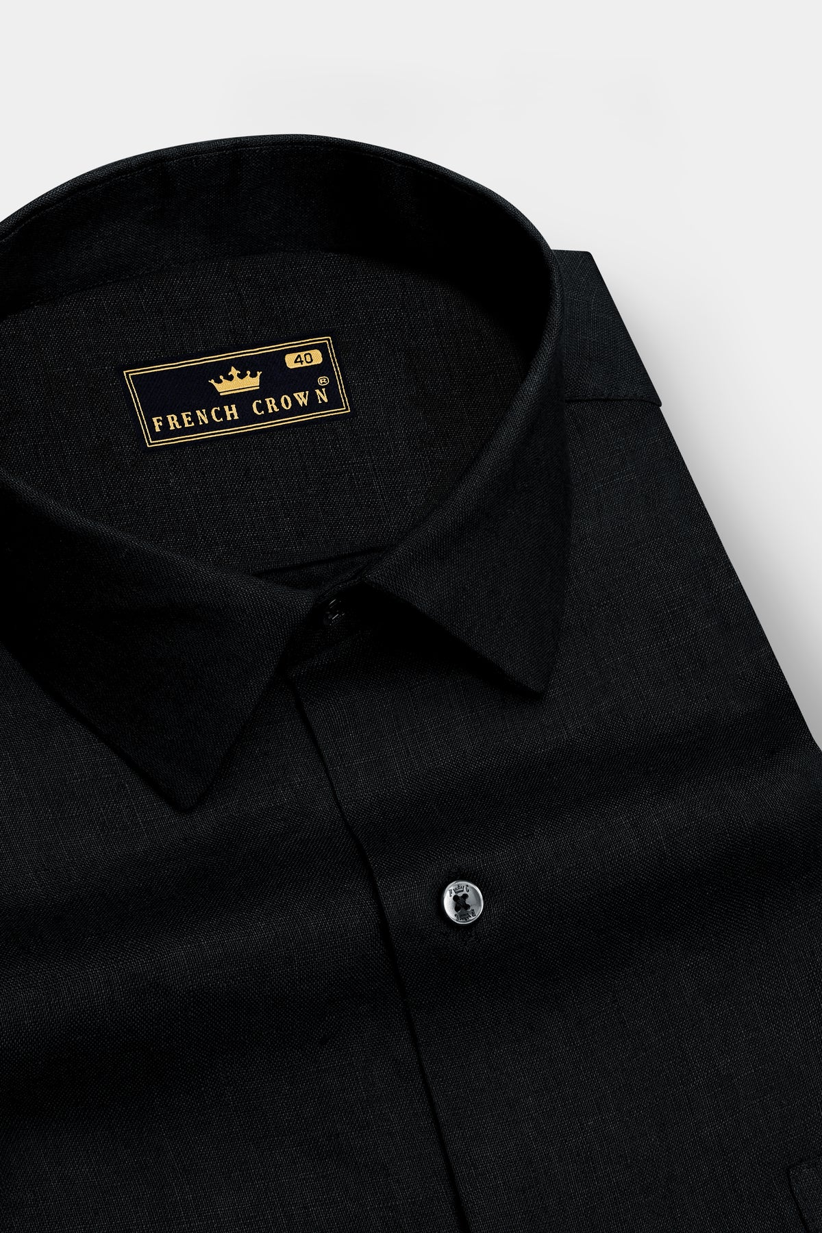 Obsidian-Jade Black Pure Luxurious Linen Dress Shirt