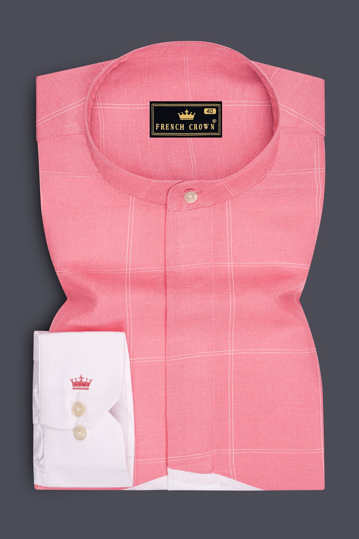 Amity-Salomon Pink And Bright White Plaid Super Soft Premium Cotton Designer Casual Shirt