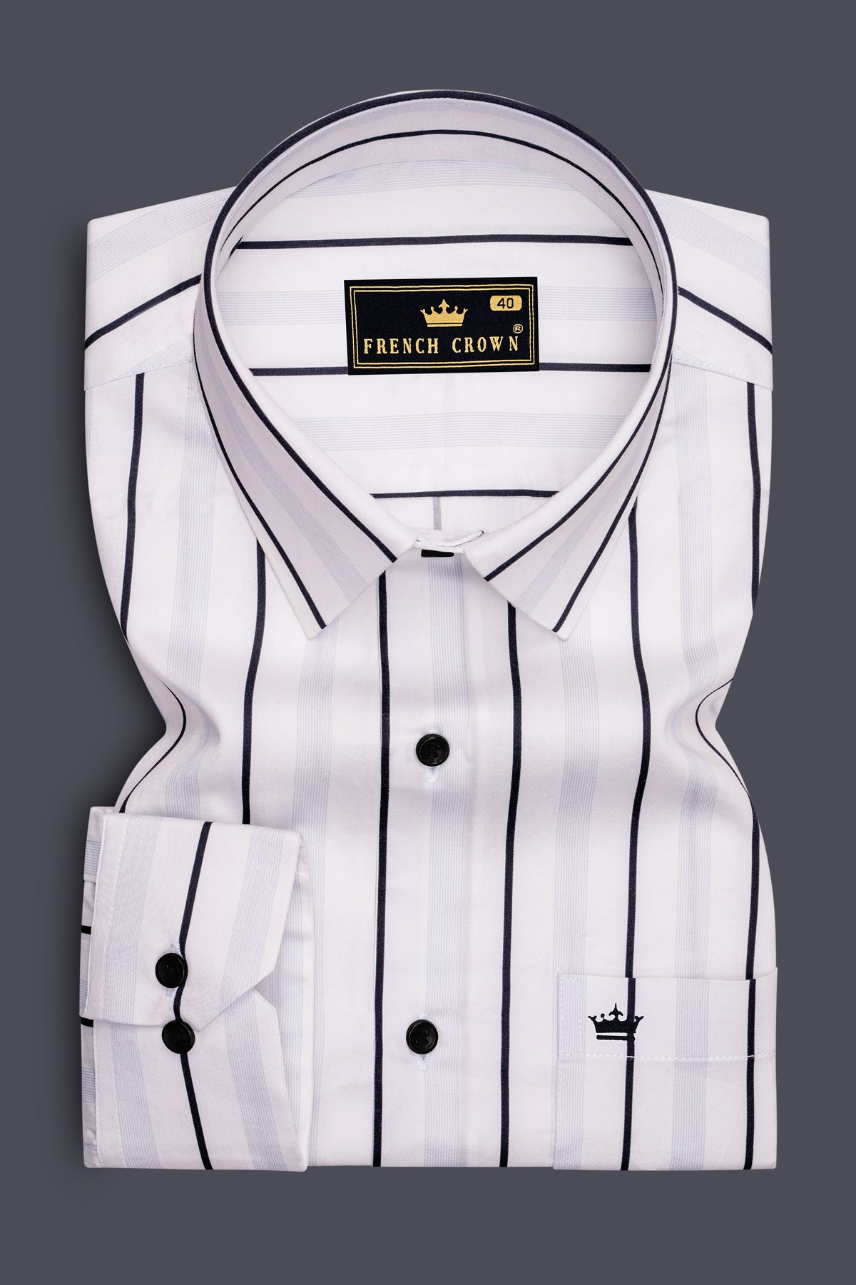 Echelon-Bright White And Jade Black Bold Vertical Striped Super Soft Premium Cotton Dress Shirt