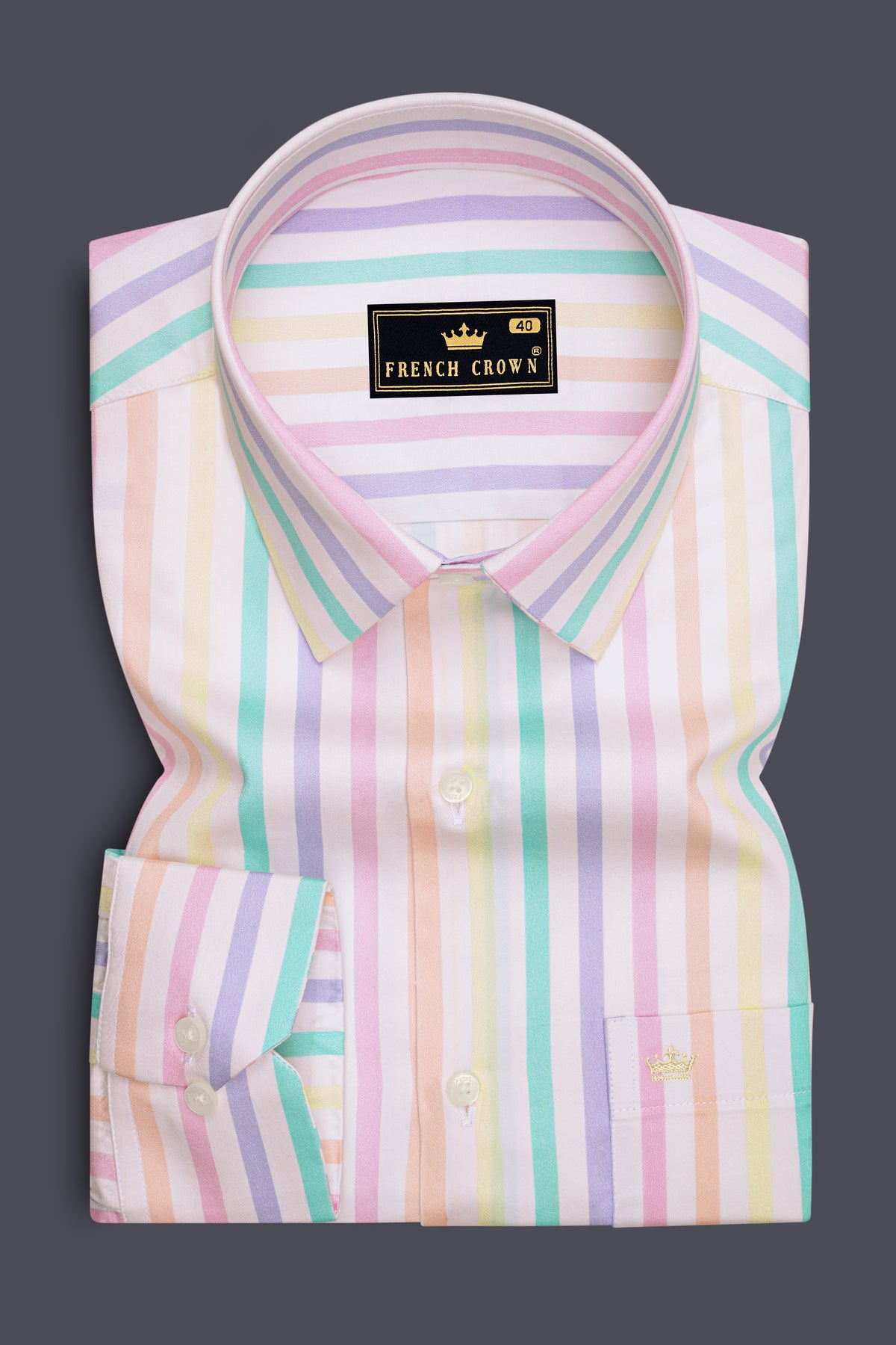 Vivid-Bright White And Thistle Purple Multicolour Candy Striped Super Soft Premium Cotton Casual Shirt