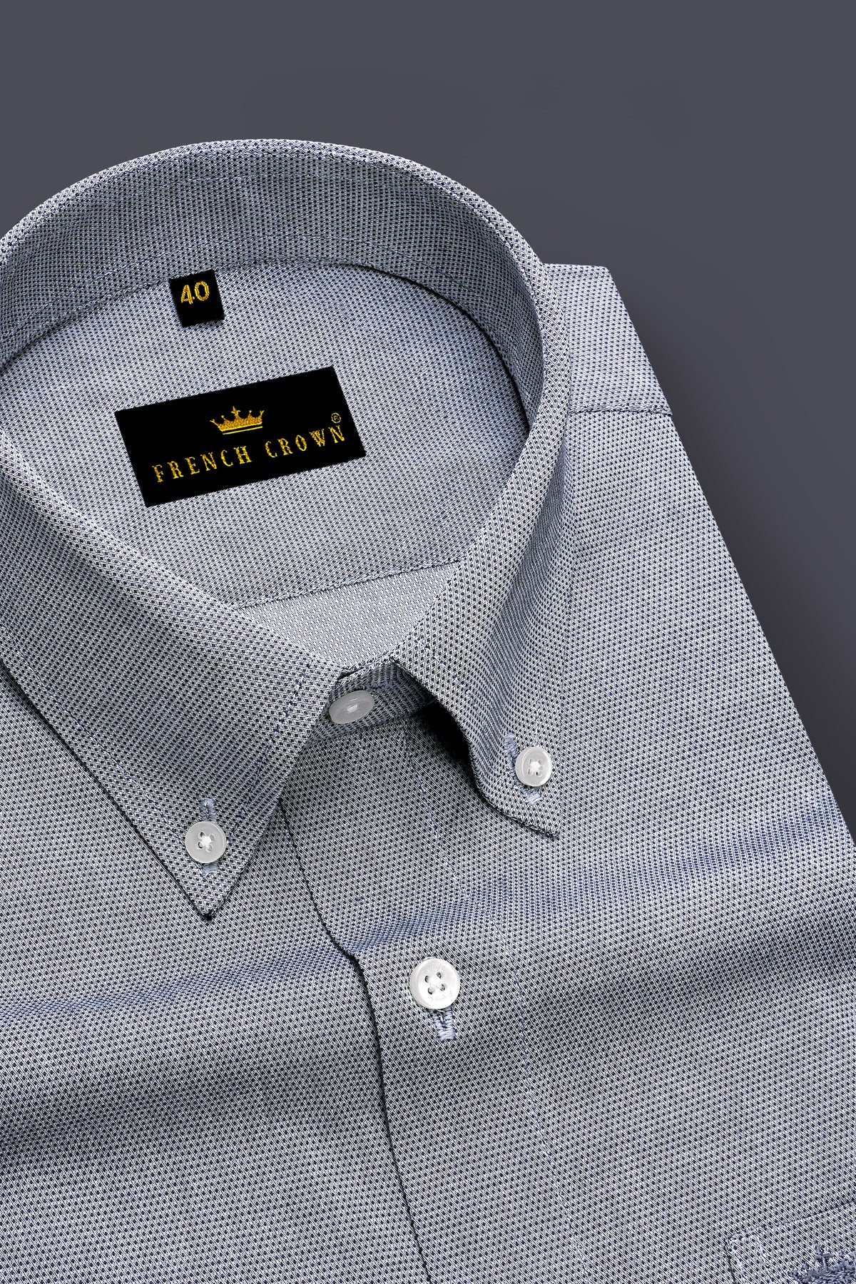 Arden-Oslo Gray Dobby Textured Premium Giza Cotton Dress Shirt