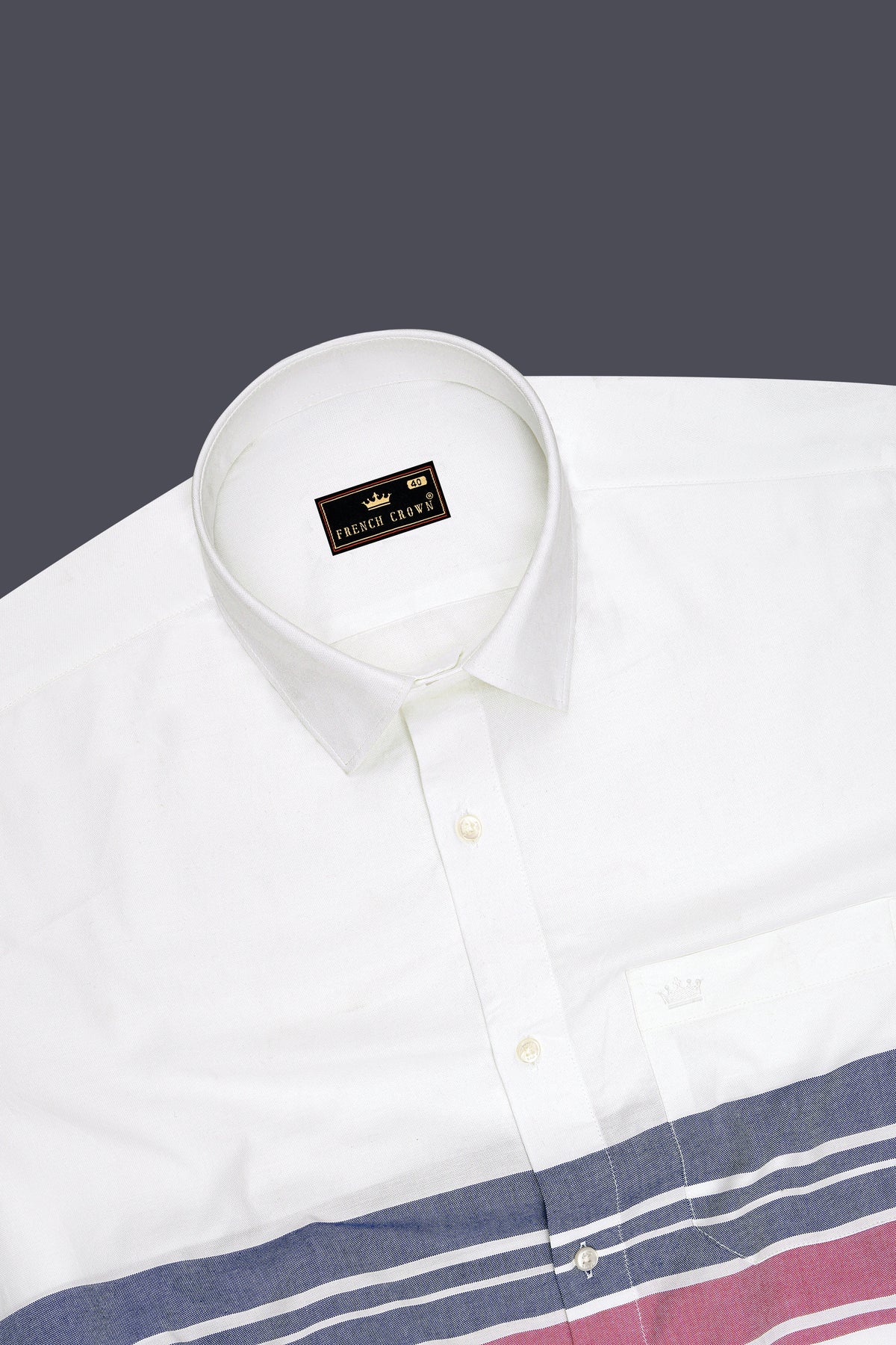 Sailor-Bright White And Rhino Blue Multicolour horizontal Striped Oxford Premium Cotton Casual Shirt