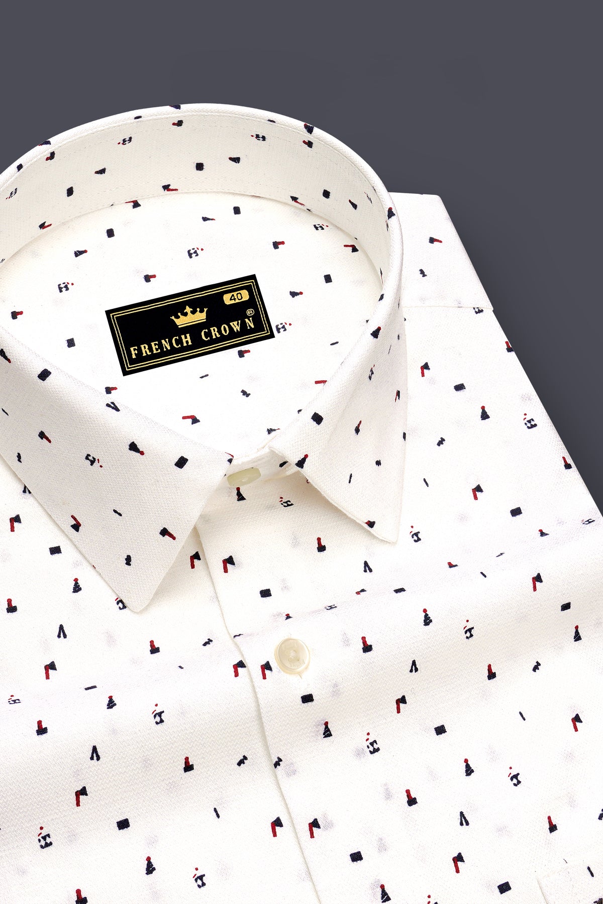 Nivelle-Bright White Dobby Micro Geometric Printed Premium Giza Cotton Semi Formal Shirt
