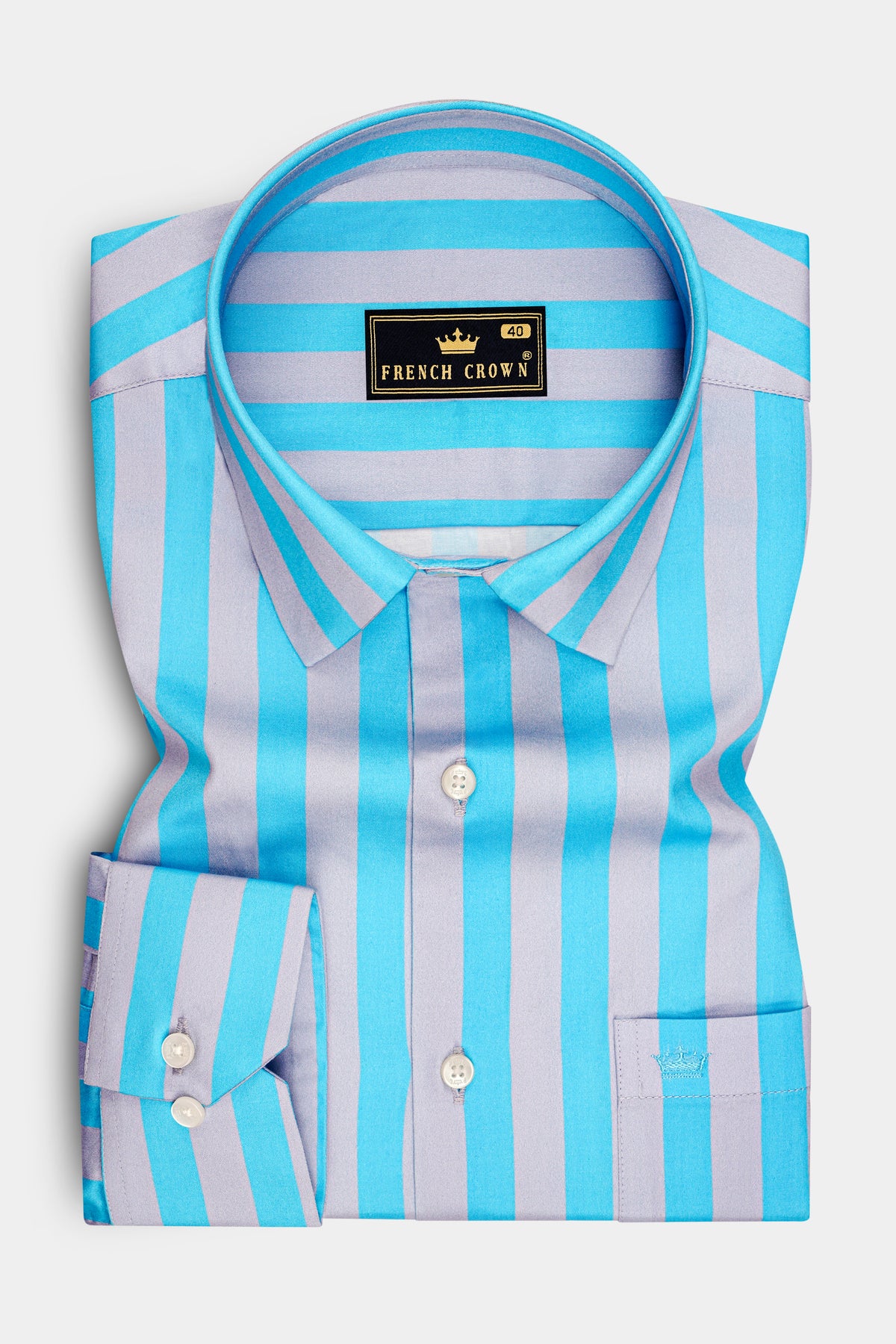 Dorian-Malibu Blue And Nebula Gray Bengal Striped Super Soft Premium Cotton Dress Shirt