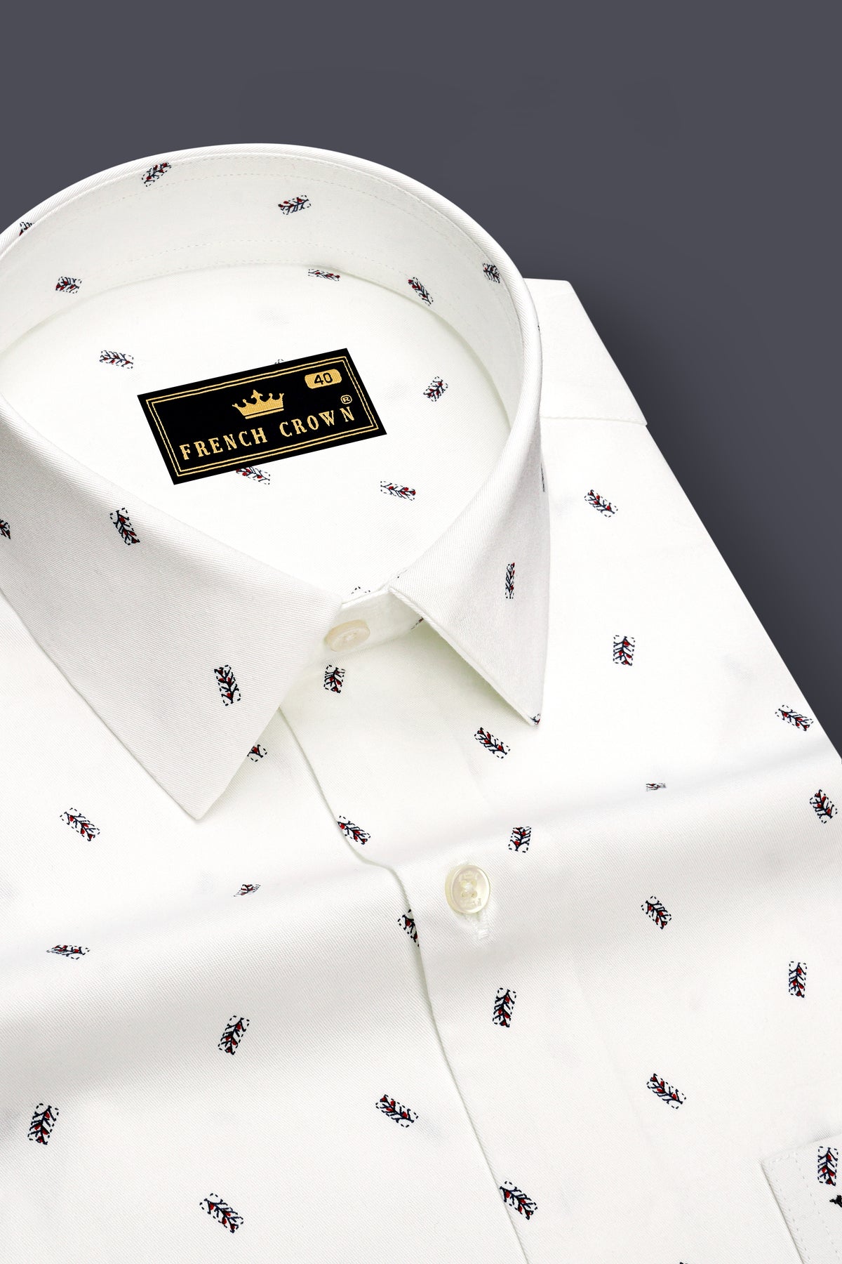 Crispen-Bright White Printed Oxford Premium Cotton Semi Formal Shirt