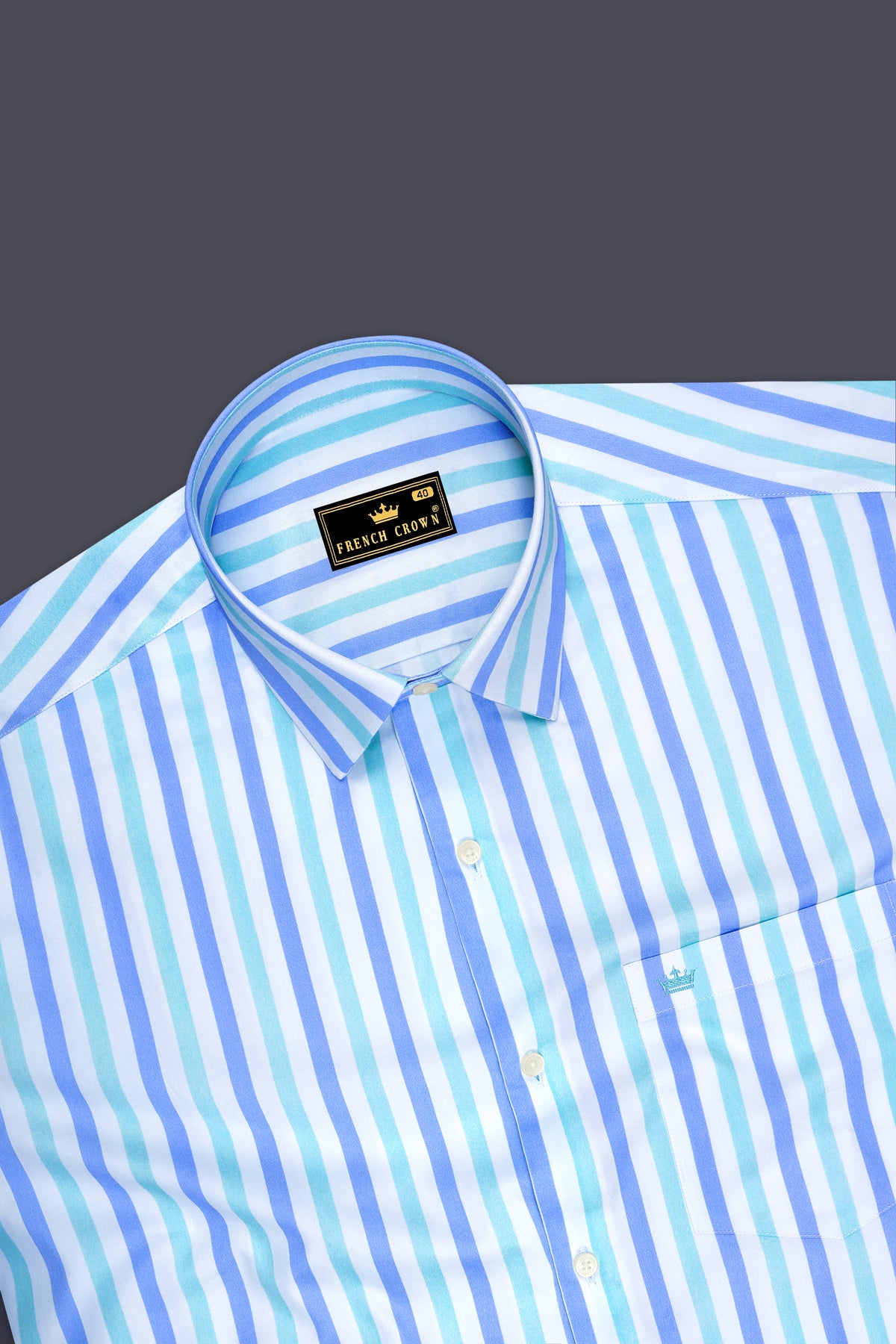 Breeze-Bright White And Jordy Blue Multicolour Candy Striped Super Soft Premium Cotton Dress Shirt