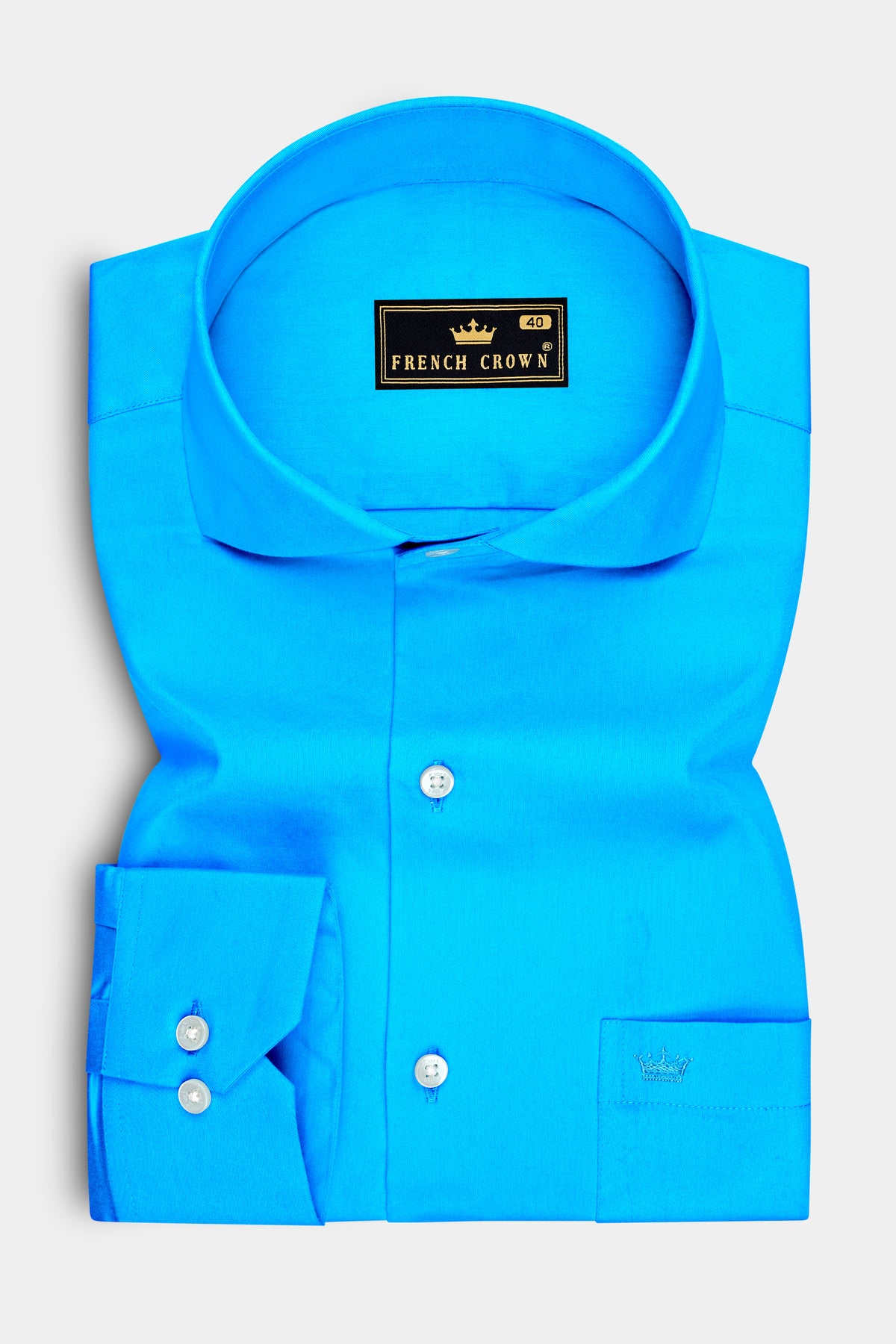 Saphir-Cerulean Blue Subtle Sheen Super Soft Premium Cotton Cut Away Collar Dress Shirt