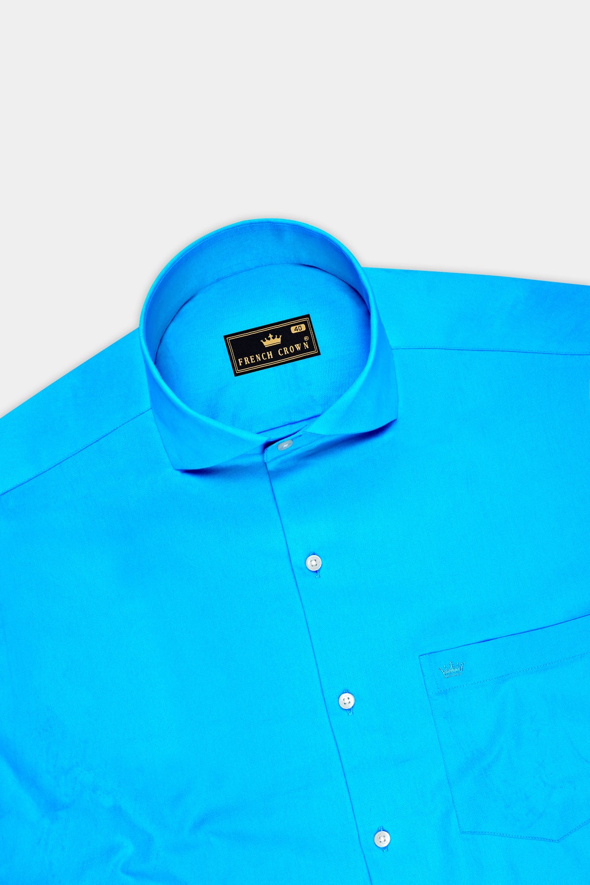 Saphir-Cerulean Blue Subtle Sheen Super Soft Premium Cotton Cut Away Collar Dress Shirt