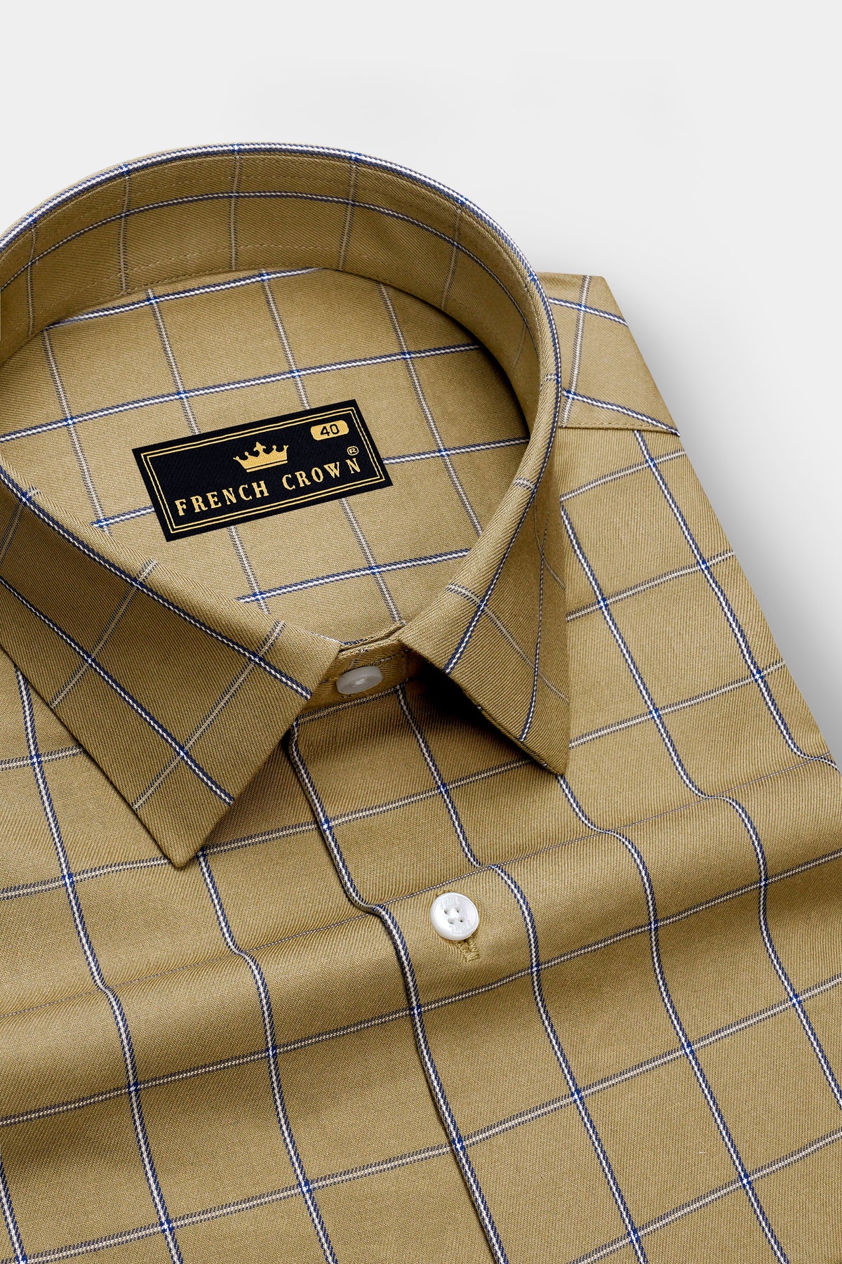Ravello-Teak Brown Windowpane Twill Premium Cotton Semi Formal Shirt