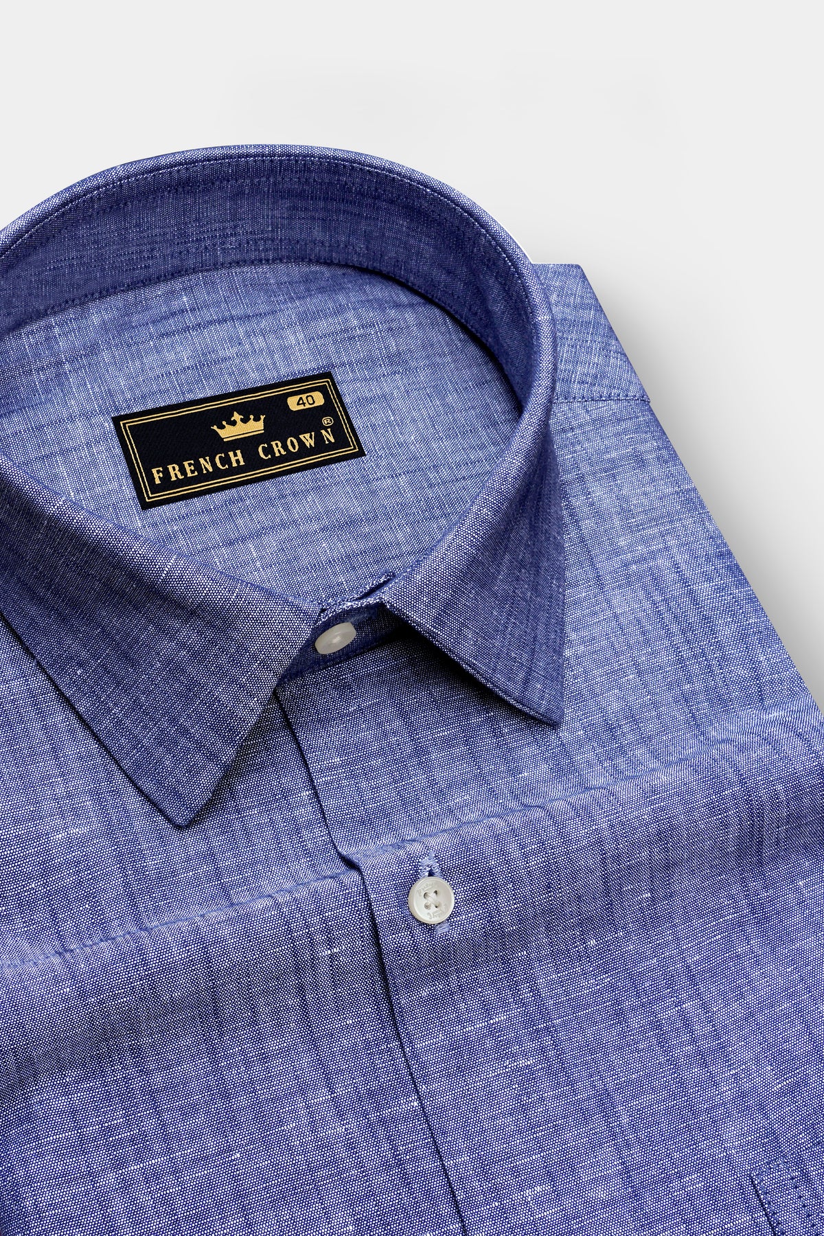 Aurelius-Fiord Blue Chambray Texture Luxurious Linen Semi Formal Shirt