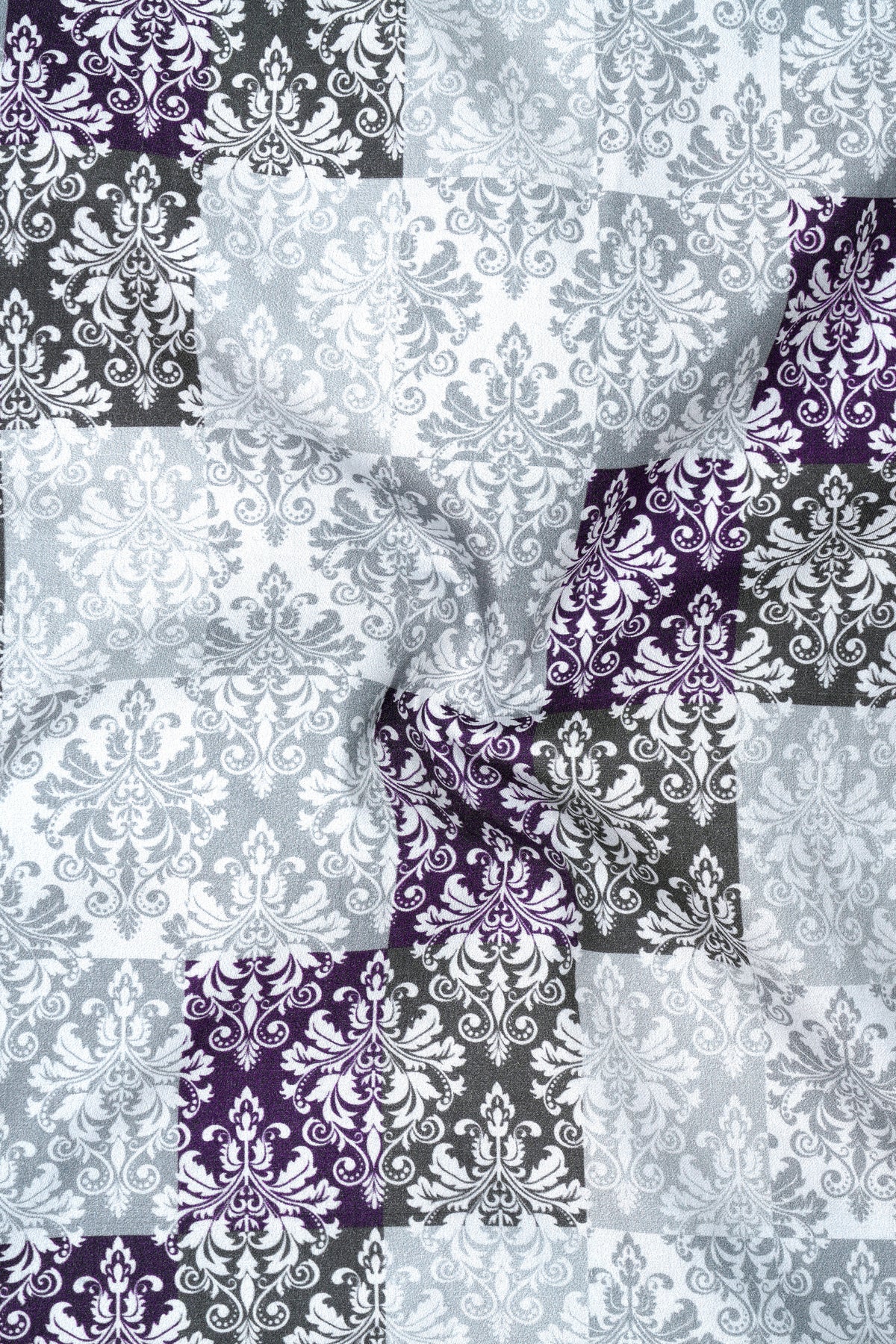 Heirloom-Heather Gray And Bright White Multicolor Classic Damask Printed Subtle Sheen Super Soft Premium Semi Formal Shirt