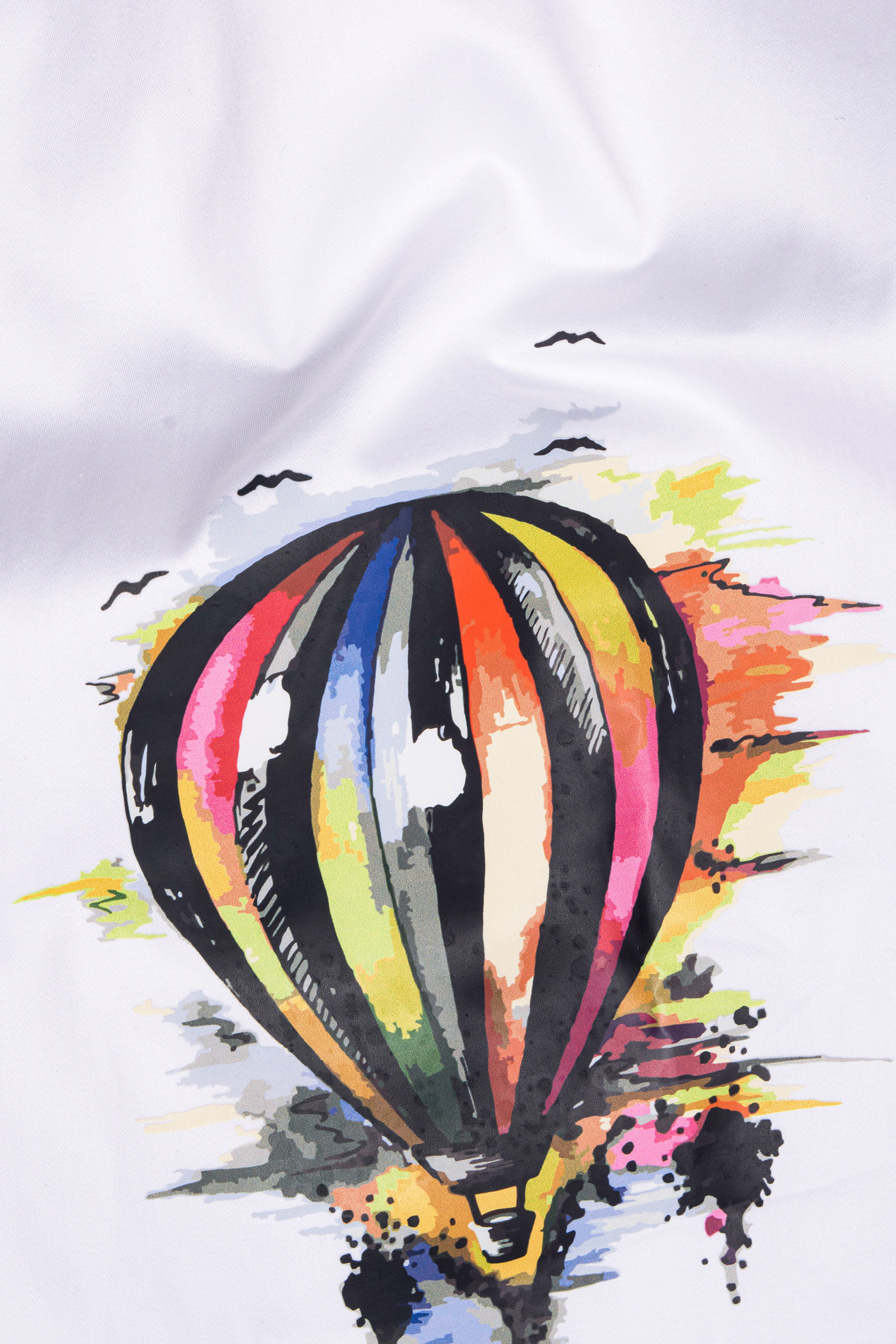 Bright White Funky Printed Premium Cotton Designer Shirt