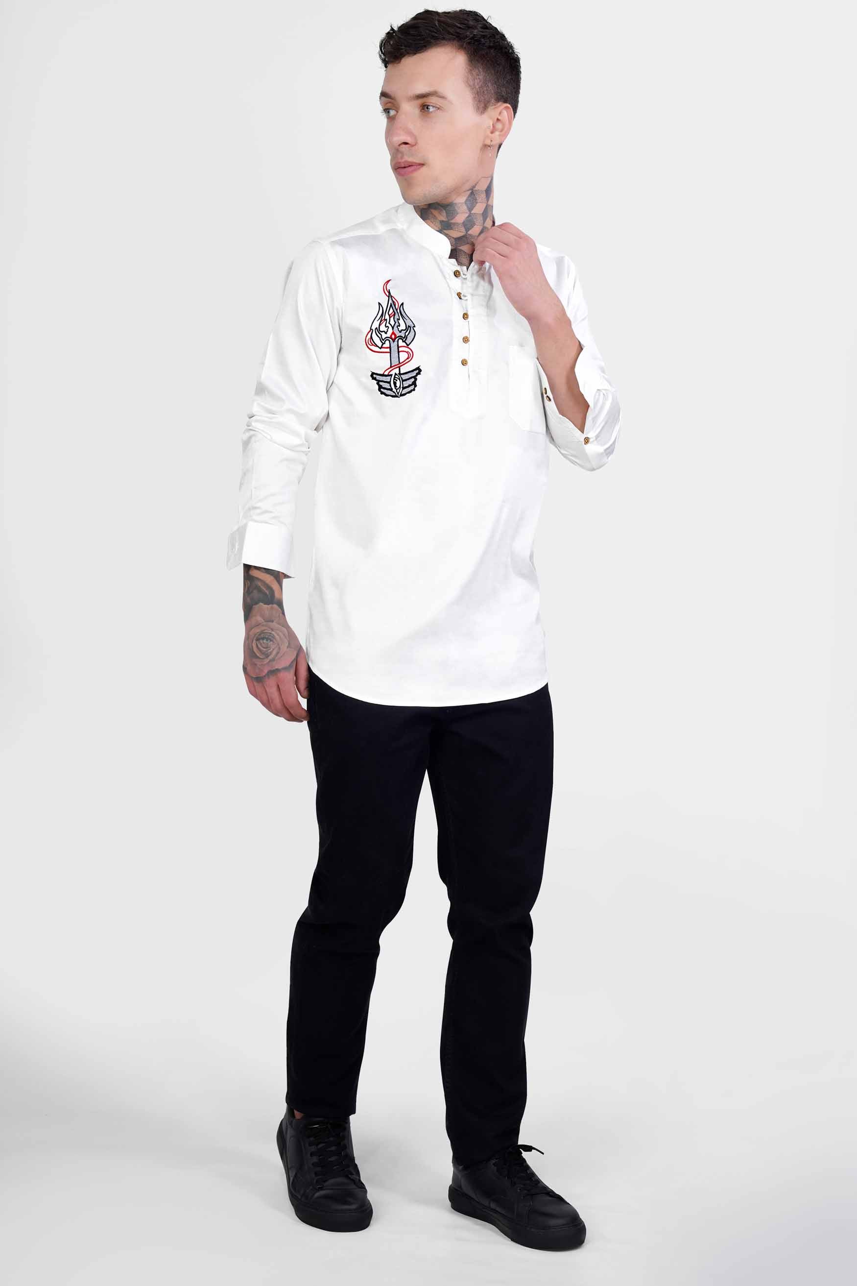 Bright White Trident Embroidered Subtle Sheen Super Soft Premium Cotton Designer Kurta Shirt 2670-KS-E241-38, 2670-KS-E241-H-38, 2670-KS-E241-39, 2670-KS-E241-H-39, 2670-KS-E241-40, 2670-KS-E241-H-40, 2670-KS-E241-42, 2670-KS-E241-H-42, 2670-KS-E241-44, 2670-KS-E241-H-44, 2670-KS-E241-46, 2670-KS-E241-H-46, 2670-KS-E241-48, 2670-KS-E241-H-48, 2670-KS-E241-50, 2670-KS-E241-H-50, 2670-KS-E241-52, 2670-KS-E241-H-52