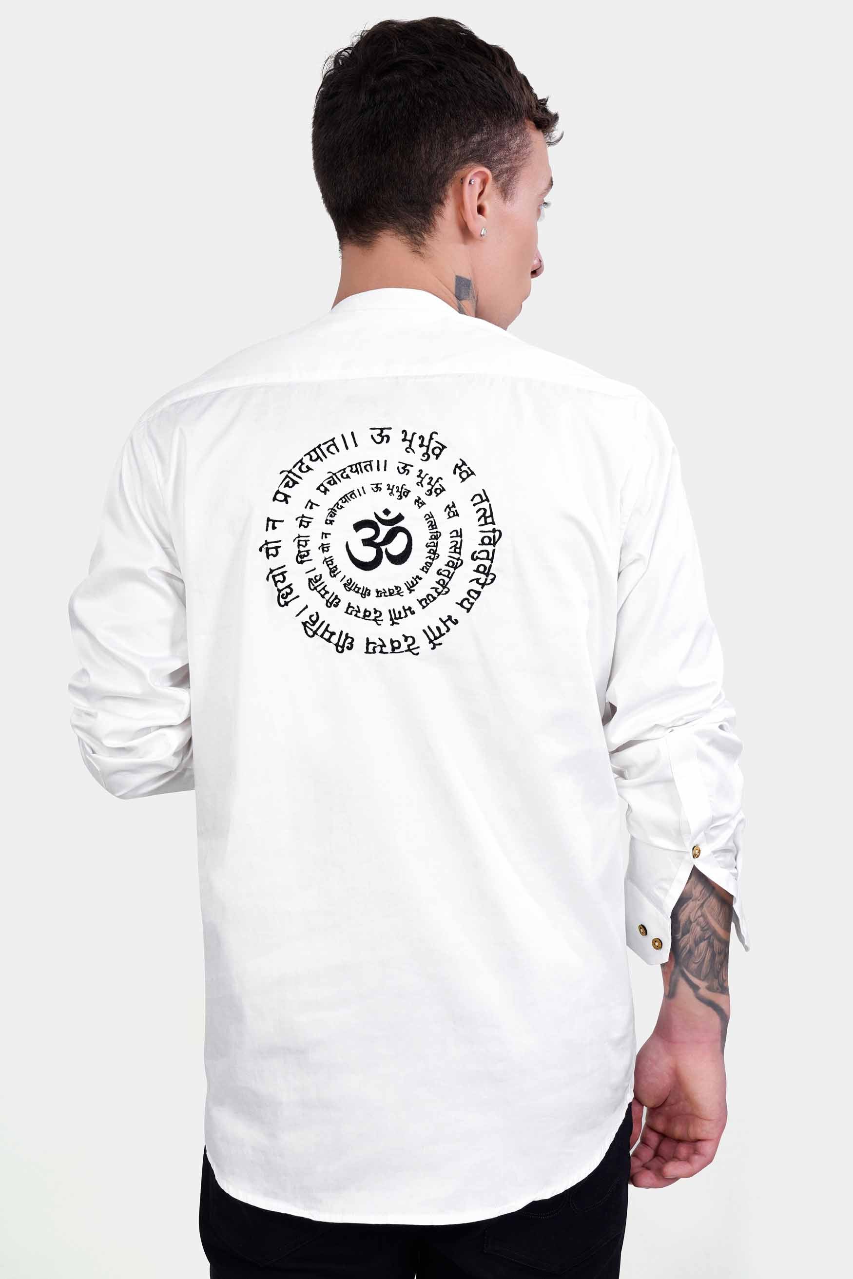 Bright White Gayatri Mantra Embroidered Subtle Sheen Super Soft Premium Cotton Designer Kurta Shirt 2670-KS-E242-38, 2670-KS-E242-H-38, 2670-KS-E242-39, 2670-KS-E242-H-39, 2670-KS-E242-40, 2670-KS-E242-H-40, 2670-KS-E242-42, 2670-KS-E242-H-42, 2670-KS-E242-44, 2670-KS-E242-H-44, 2670-KS-E242-46, 2670-KS-E242-H-46, 2670-KS-E242-48, 2670-KS-E242-H-48, 2670-KS-E242-50, 2670-KS-E242-H-50, 2670-KS-E242-52, 2670-KS-E242-H-52