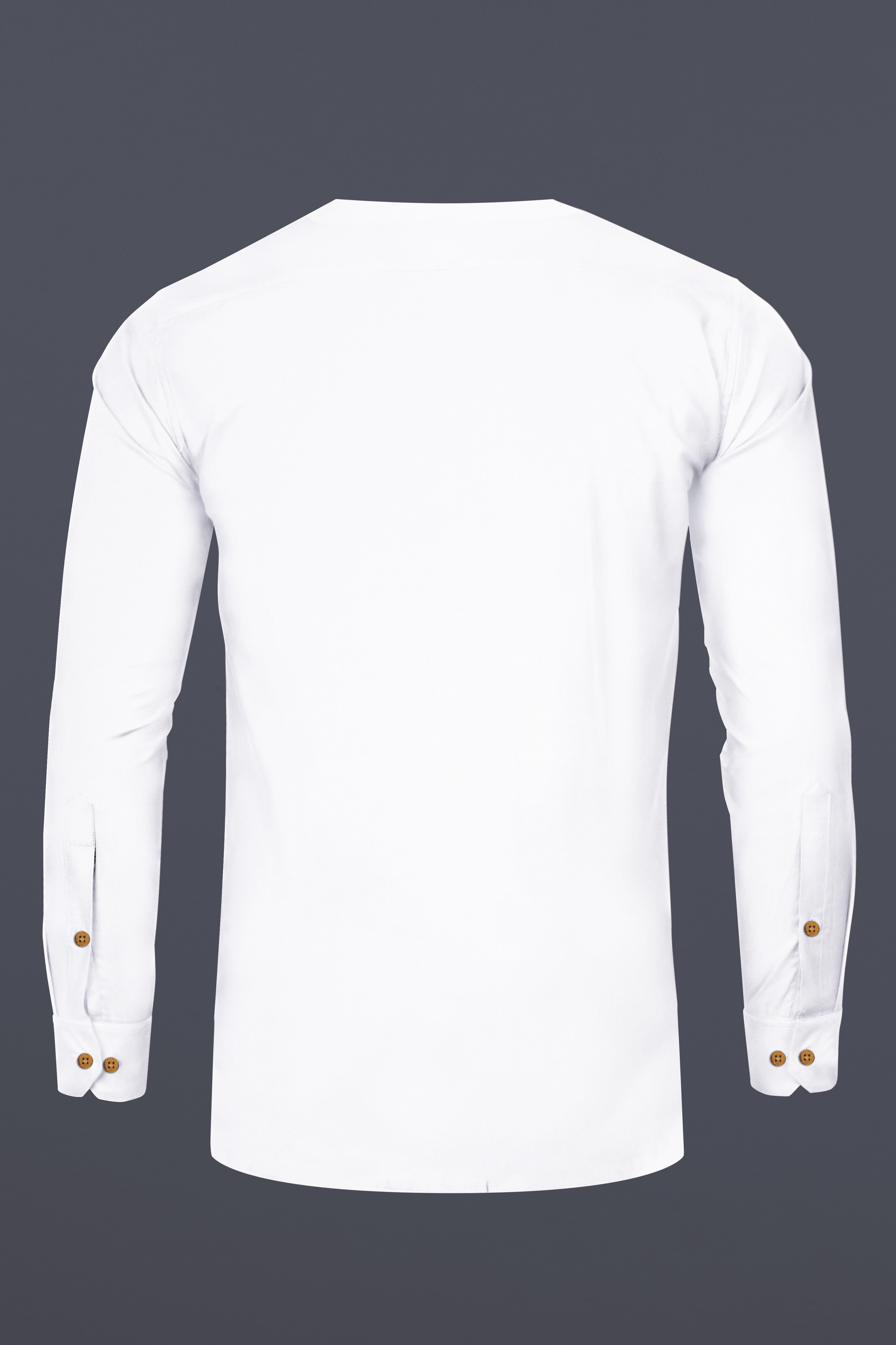 Bright White Collarless Luxurious Linen Shirt