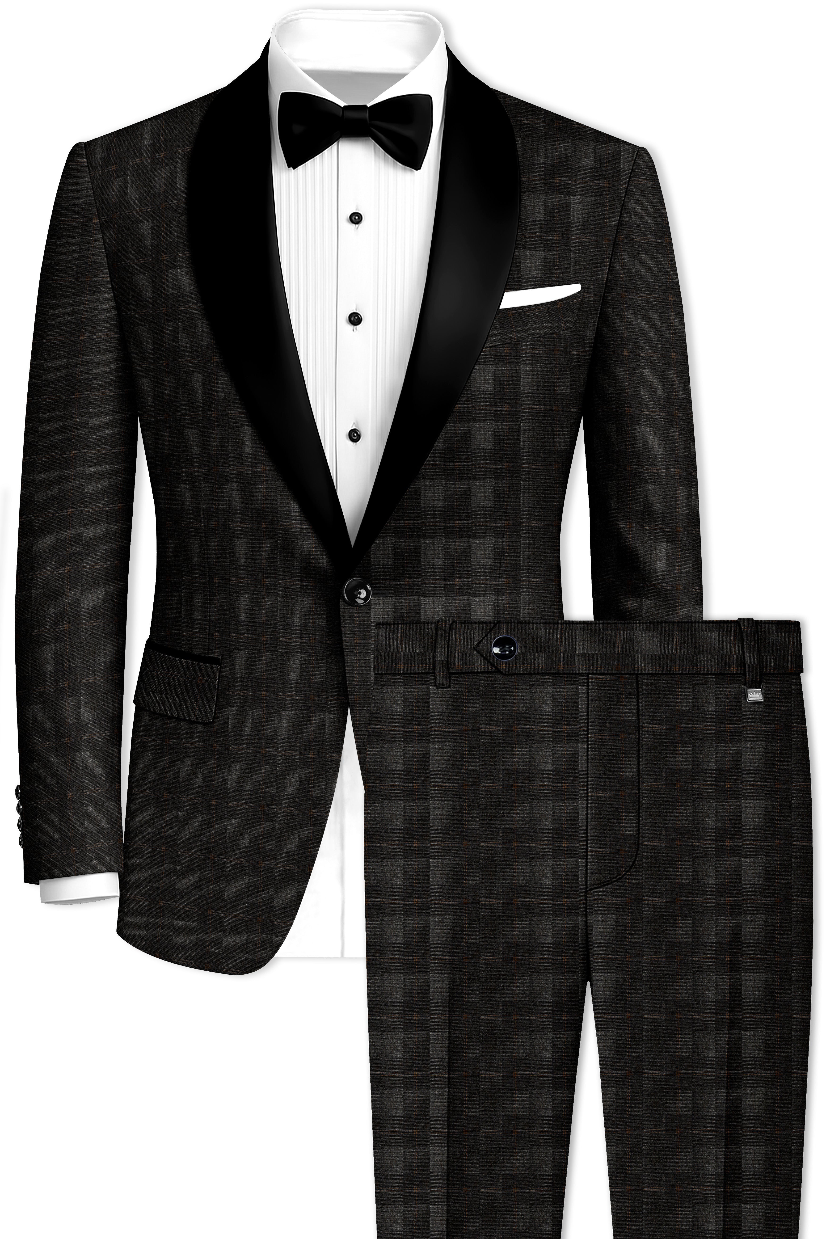 Thunder and Spice Brown Plaid Wool Rich Tuxedo Suit