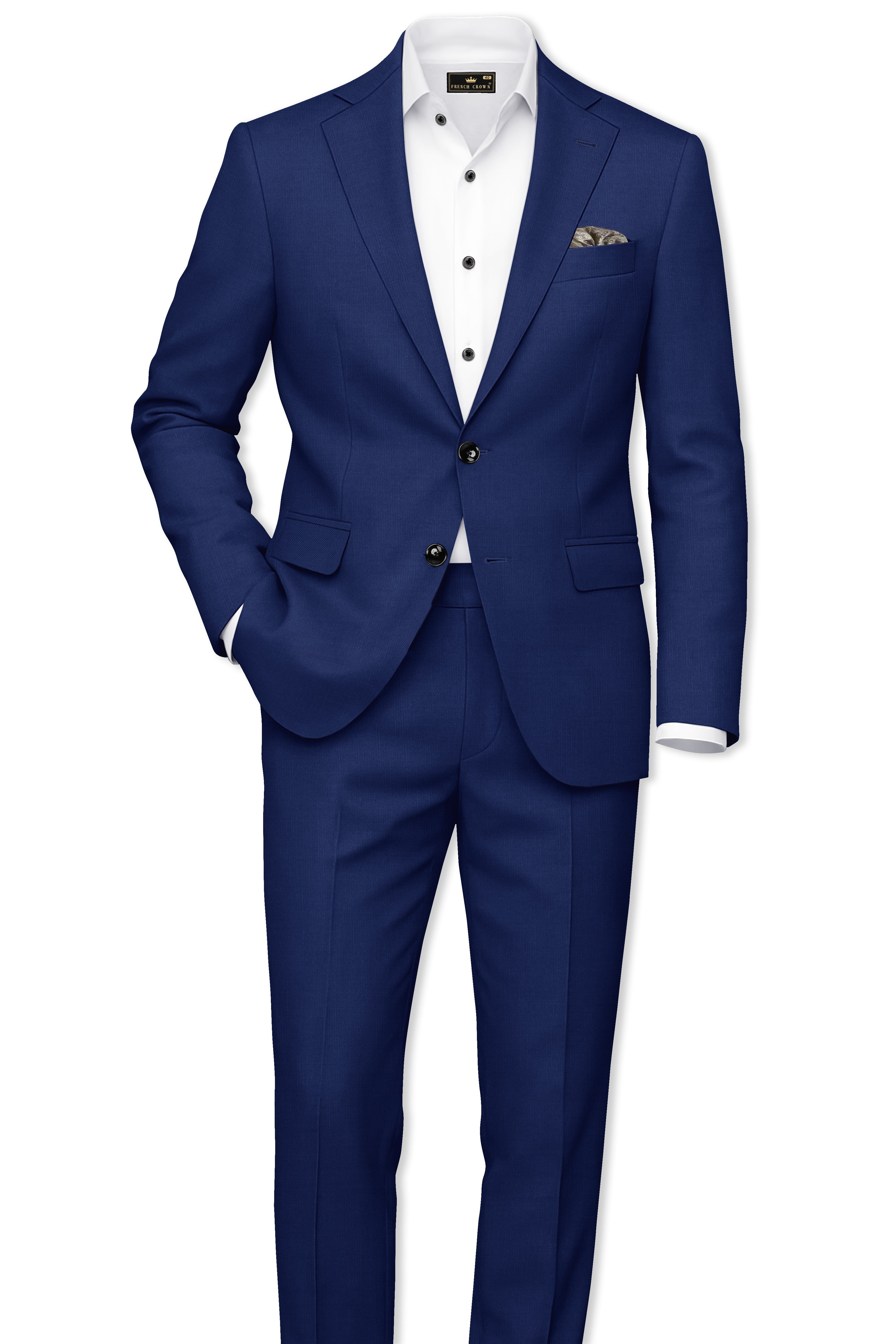 Rhino Blue Stretchable Single-Breasted traveler Suit