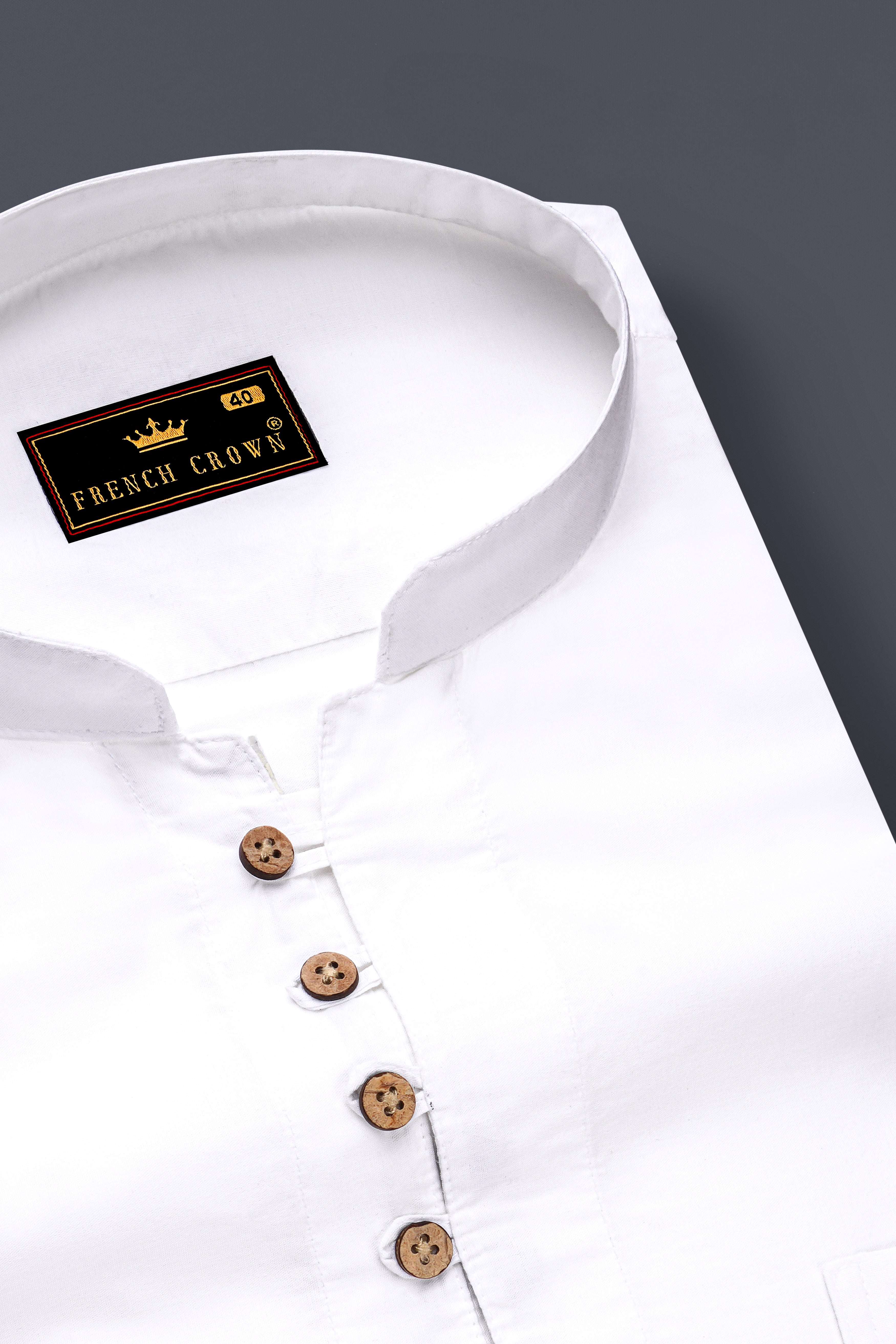 Bright White Flowers Printed Kurta Style Premium Cotton Shirt