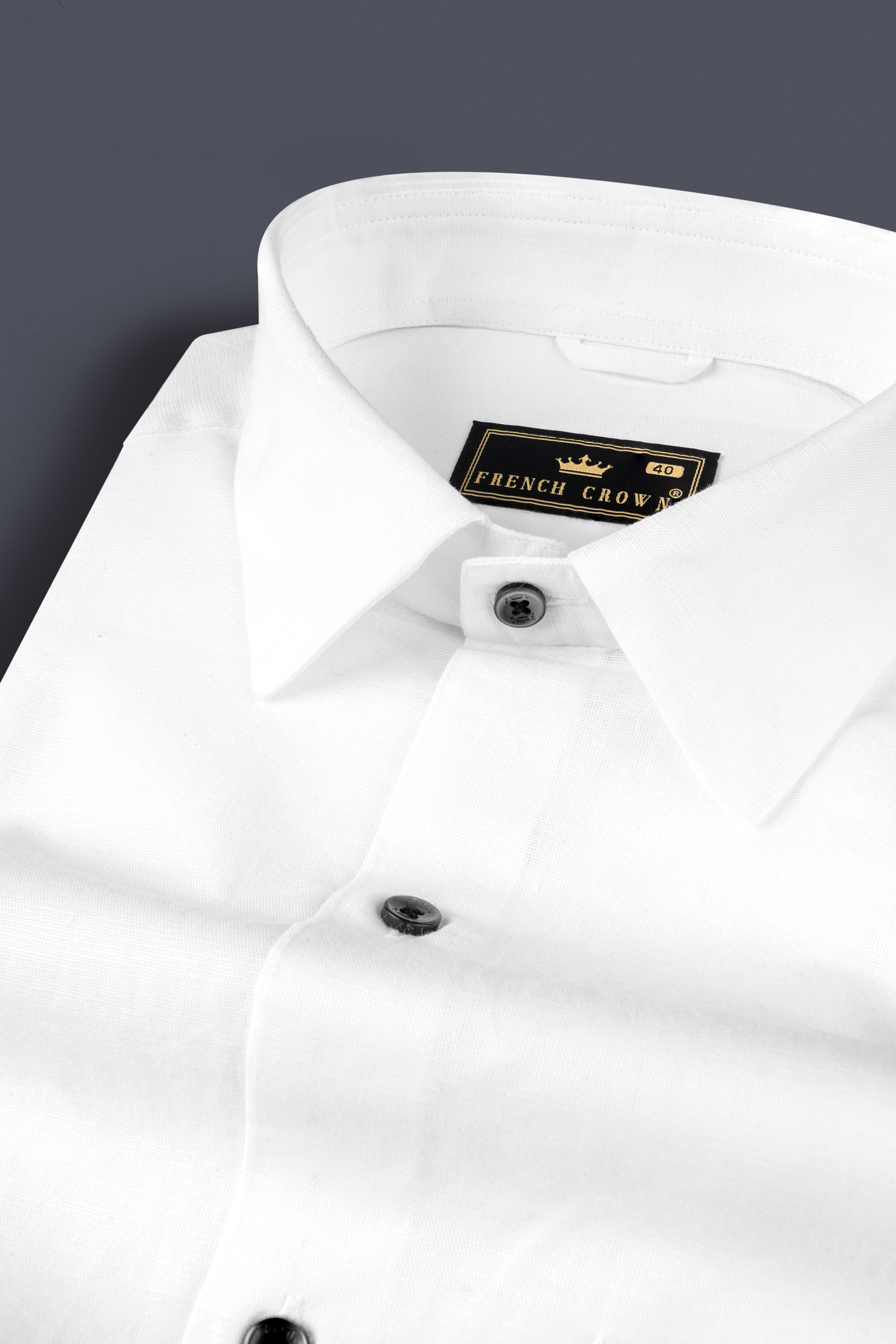 Bright White Luxurious Linen Shirt