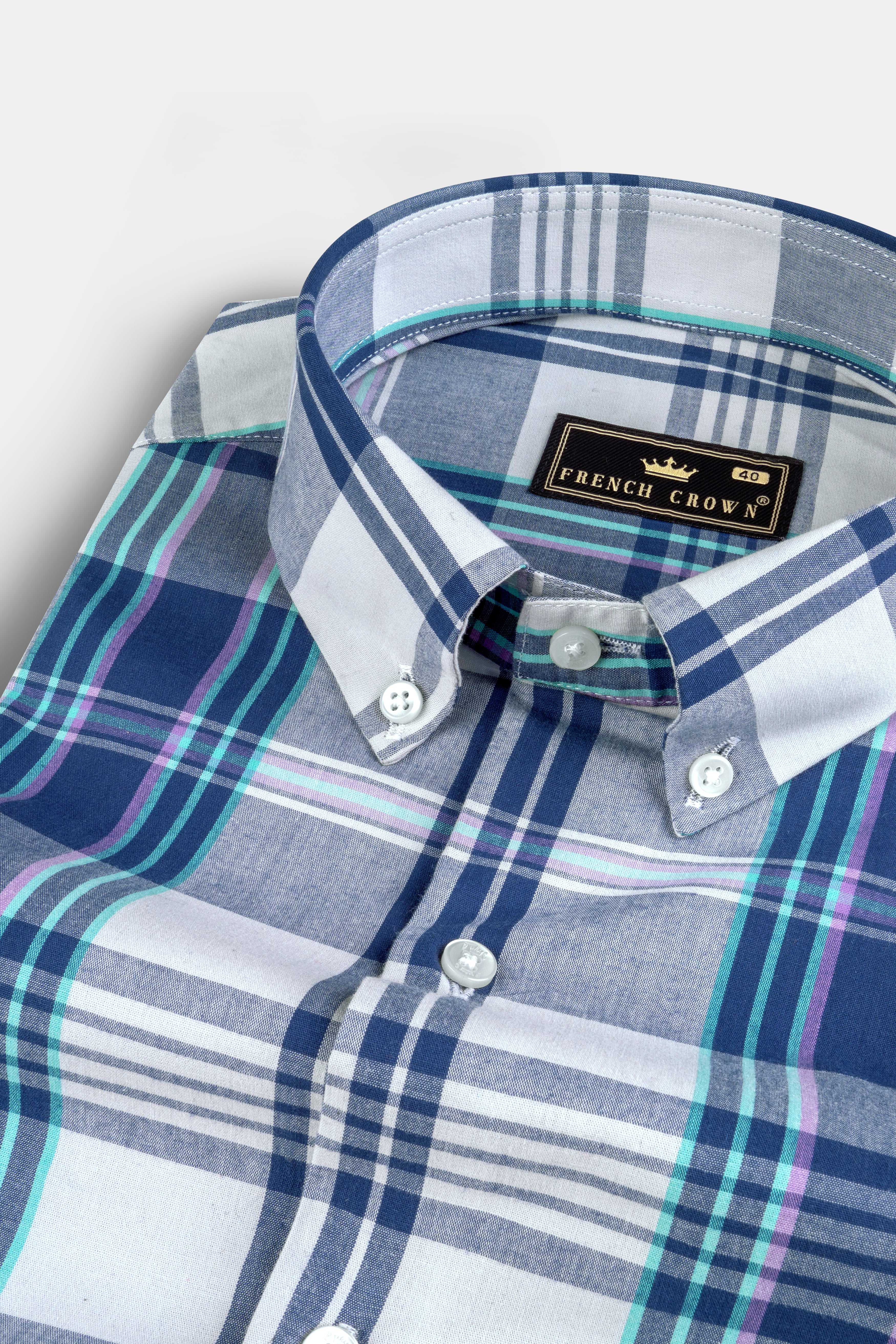 Gray with Blue tonal Plaid Premium Cotton Shirt