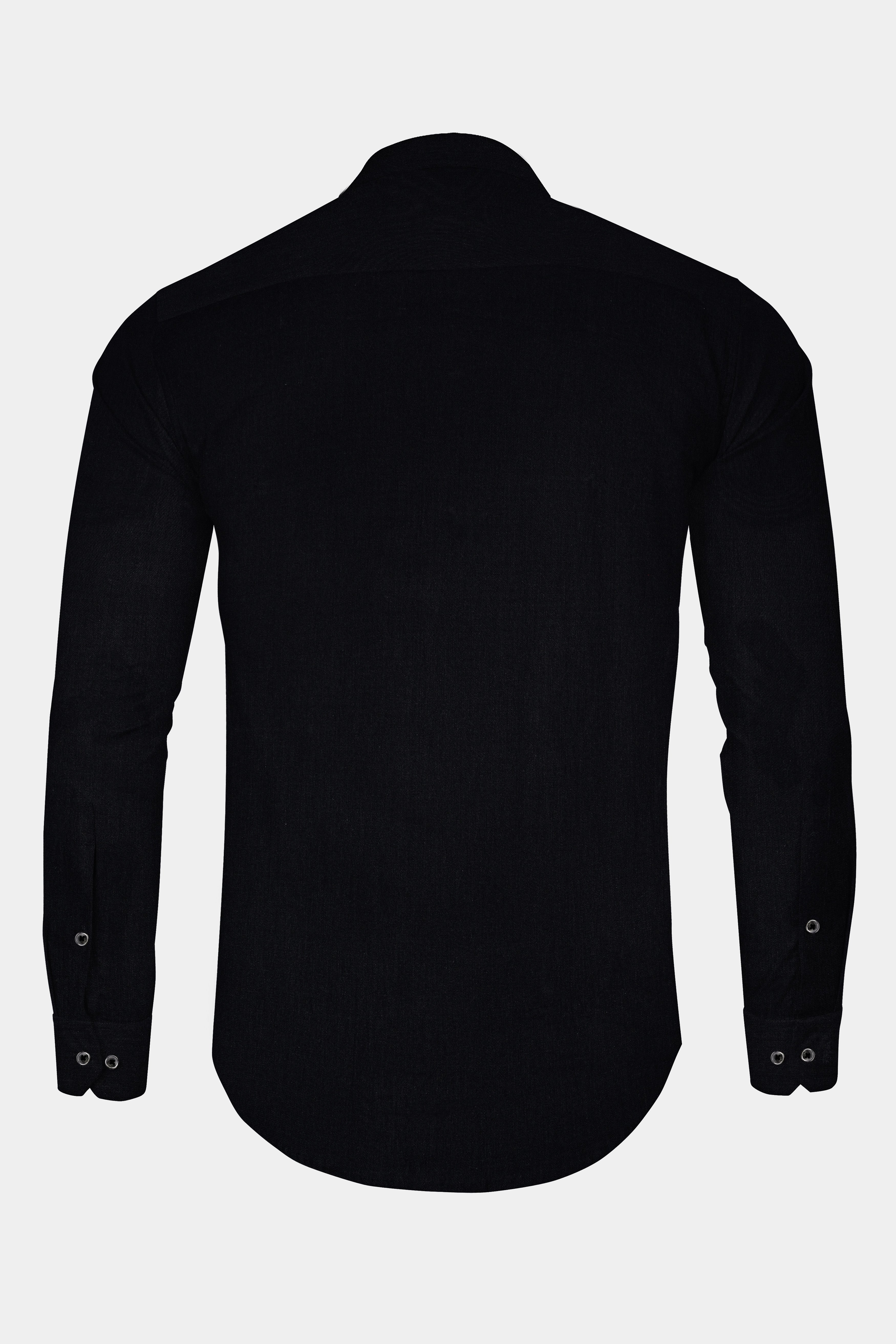 jade Black Cross Placket Bandhgala Super Soft Premium Cotton Shirt