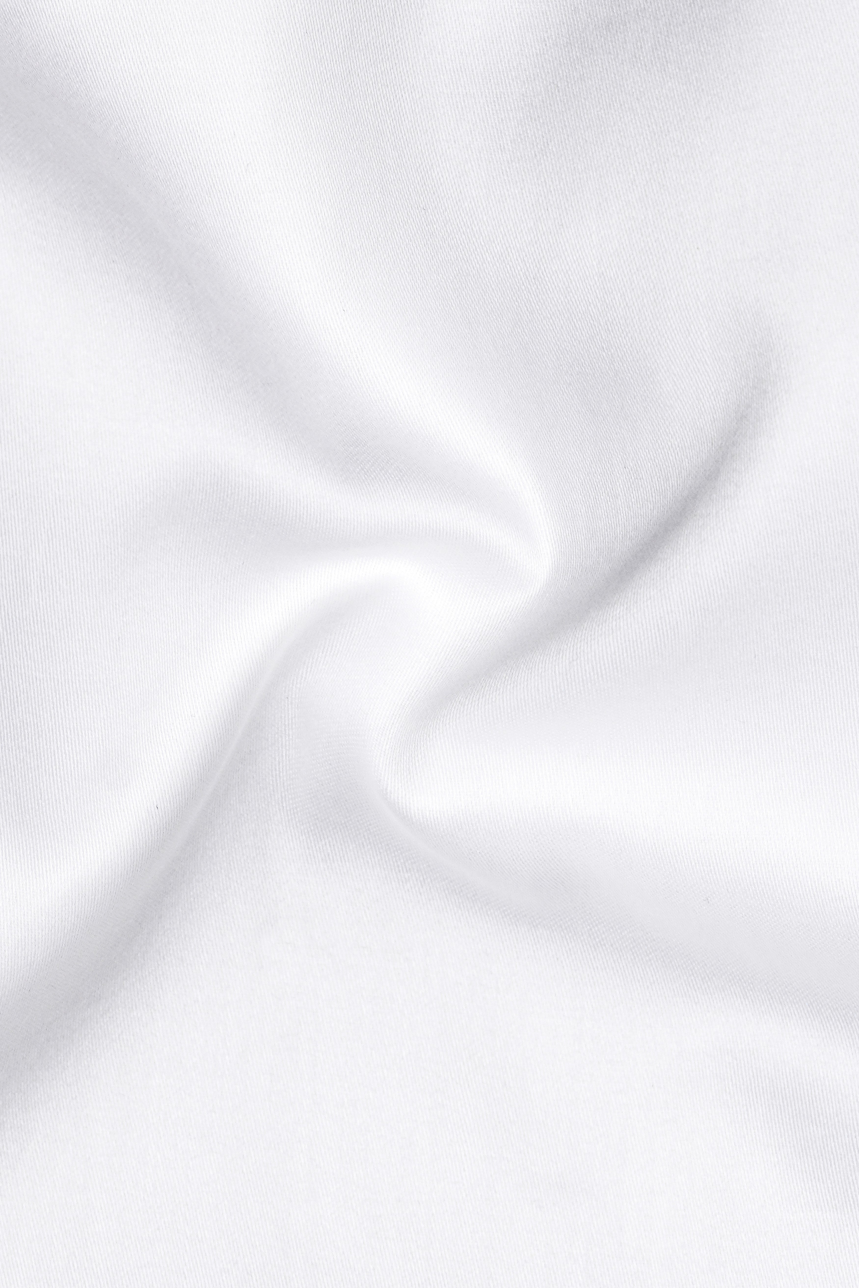 Bright White with Black Collar Subtle Sheen Premium Cotton Shirt