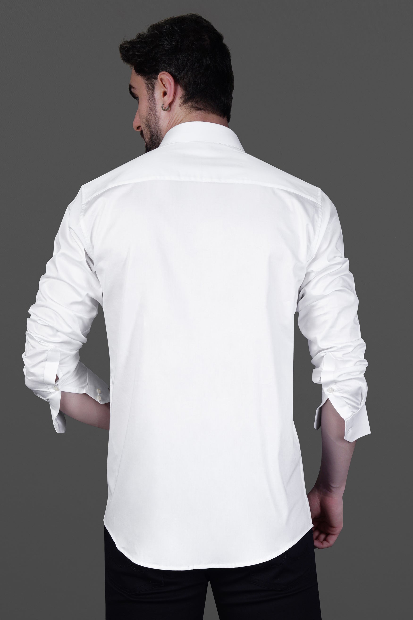 Bright White Subtle Sheen Zipper Closure Premium Cotton Shirt