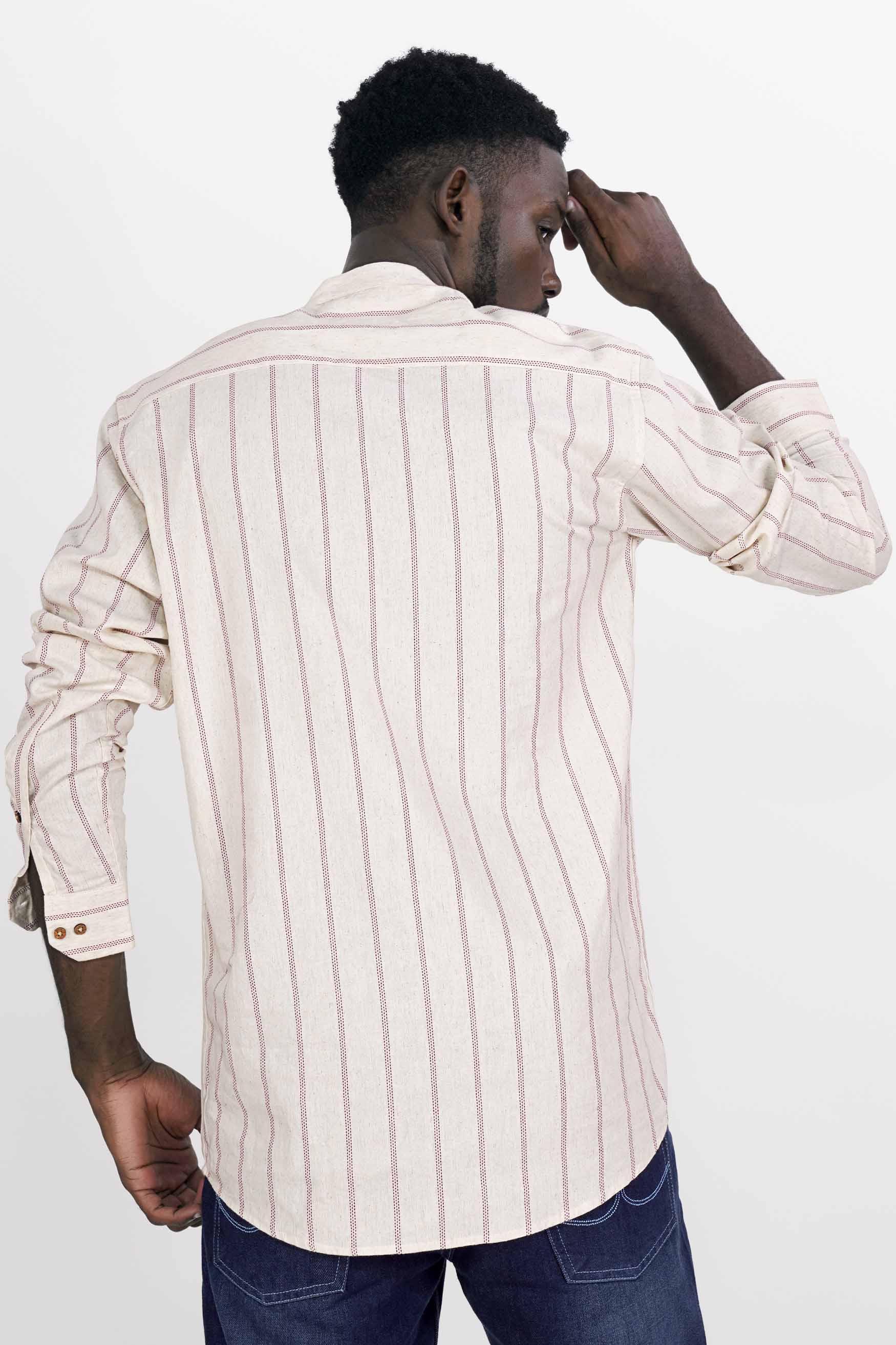 Parchment Beige with Cerise Red Striped Funky Embroidered Luxurious Linen Kurta Shirt 5268-KS-E185-38, 5268-KS-E185-H-38, 5268-KS-E185-39, 5268-KS-E185-H-39, 5268-KS-E185-40, 5268-KS-E185-H-40, 5268-KS-E185-42, 5268-KS-E185-H-42, 5268-KS-E185-44, 5268-KS-E185-H-44, 5268-KS-E185-46, 5268-KS-E185-H-46, 5268-KS-E185-48, 5268-KS-E185-H-48, 5268-KS-E185-50, 5268-KS-E185-H-50, 5268-KS-E185-52, 5268-KS-E185-H-52