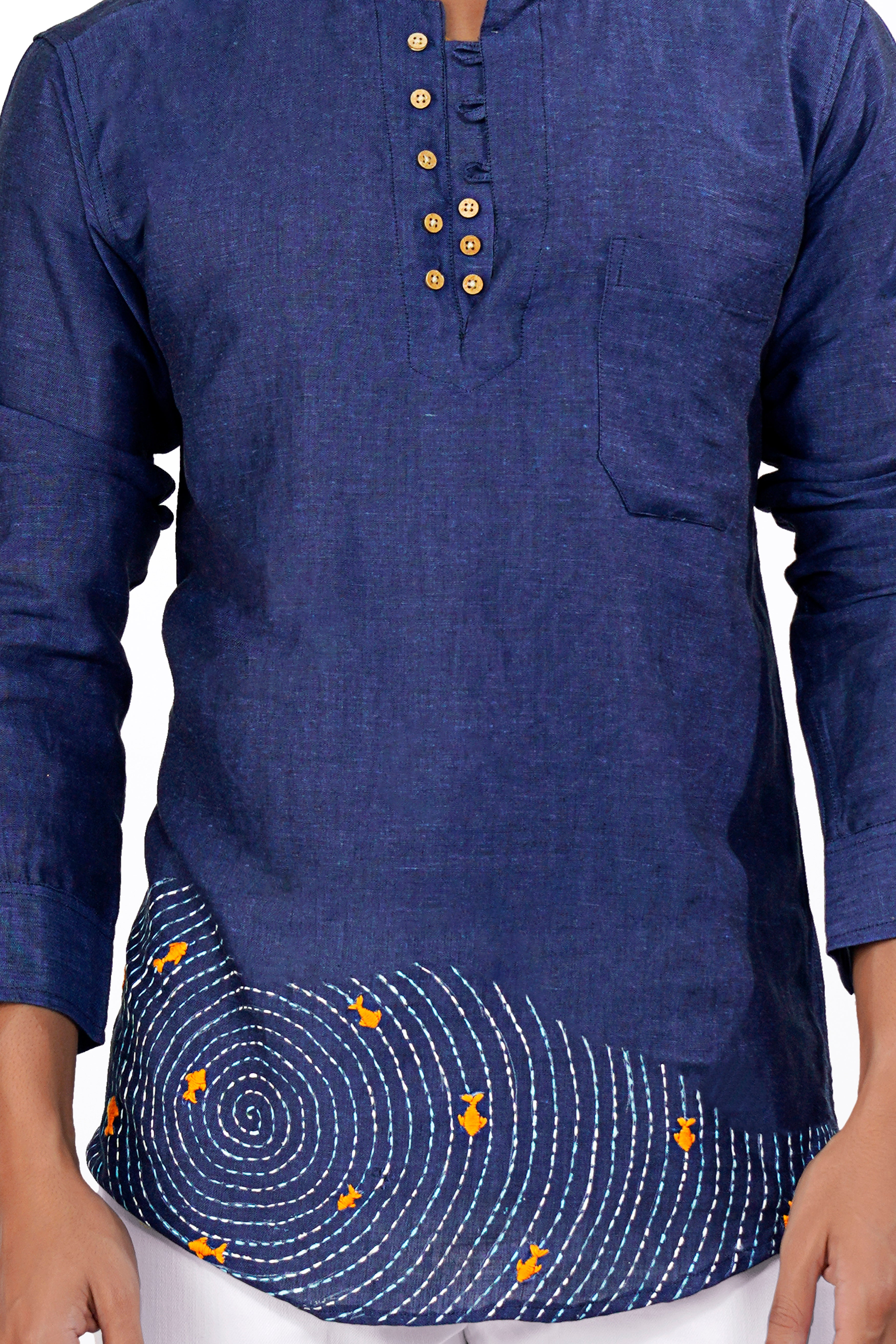 Waikawa Blue Hand Stitched Embroidered and Hand Painted Luxurious Linen Designer Kurta Shirt 5301-KS-ART01-38, 5301-KS-ART01-H-38, 5301-KS-ART01-39, 5301-KS-ART01-H-39, 5301-KS-ART01-40, 5301-KS-ART01-H-40, 5301-KS-ART01-42, 5301-KS-ART01-H-42, 5301-KS-ART01-44, 5301-KS-ART01-H-44, 5301-KS-ART01-46, 5301-KS-ART01-H-46, 5301-KS-ART01-48, 5301-KS-ART01-H-48, 5301-KS-ART01-50, 5301-KS-ART01-H-50, 5301-KS-ART01-52, 5301-KS-ART01-H-52