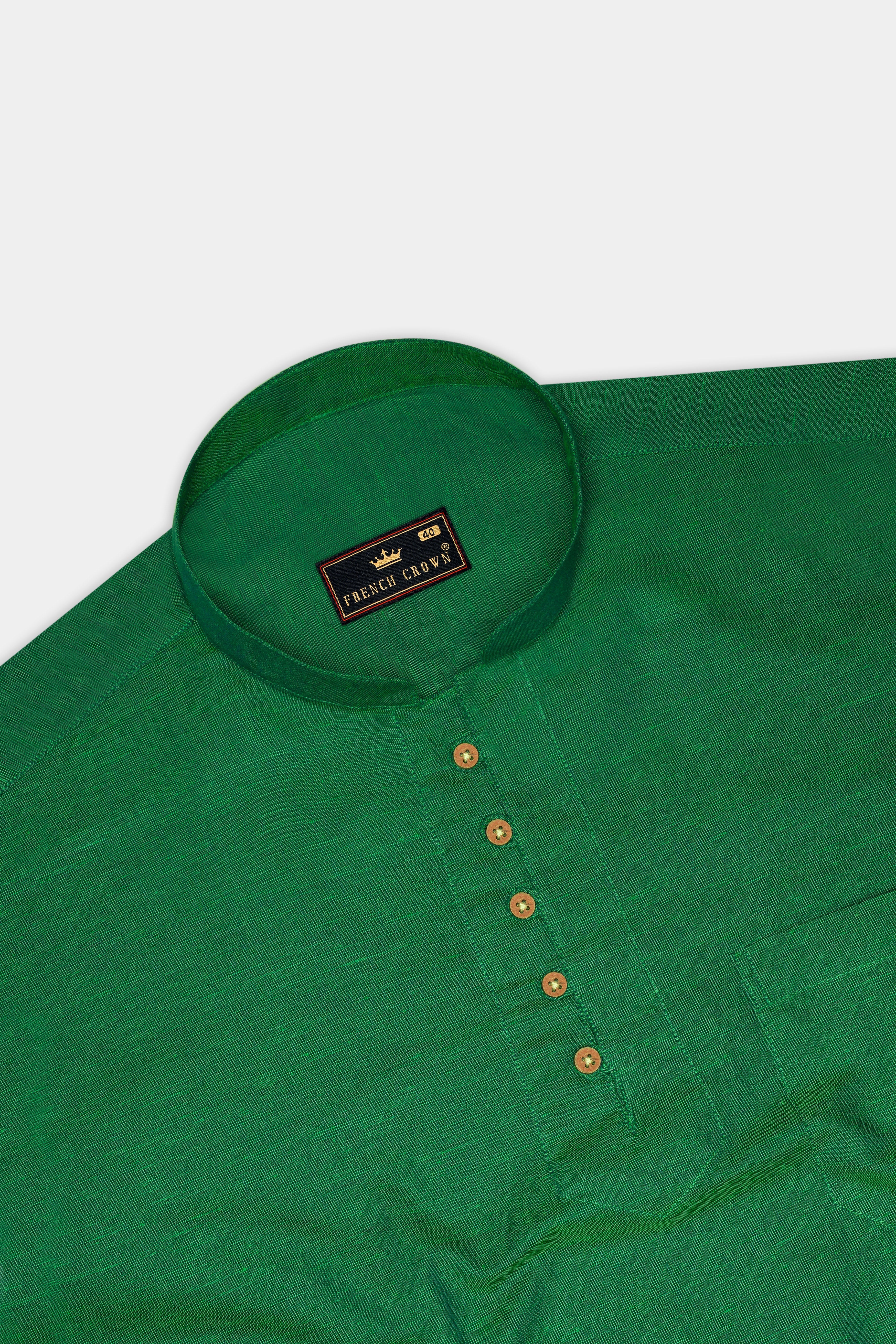 Emerald Green Luxurious Linen Kurta Shirt