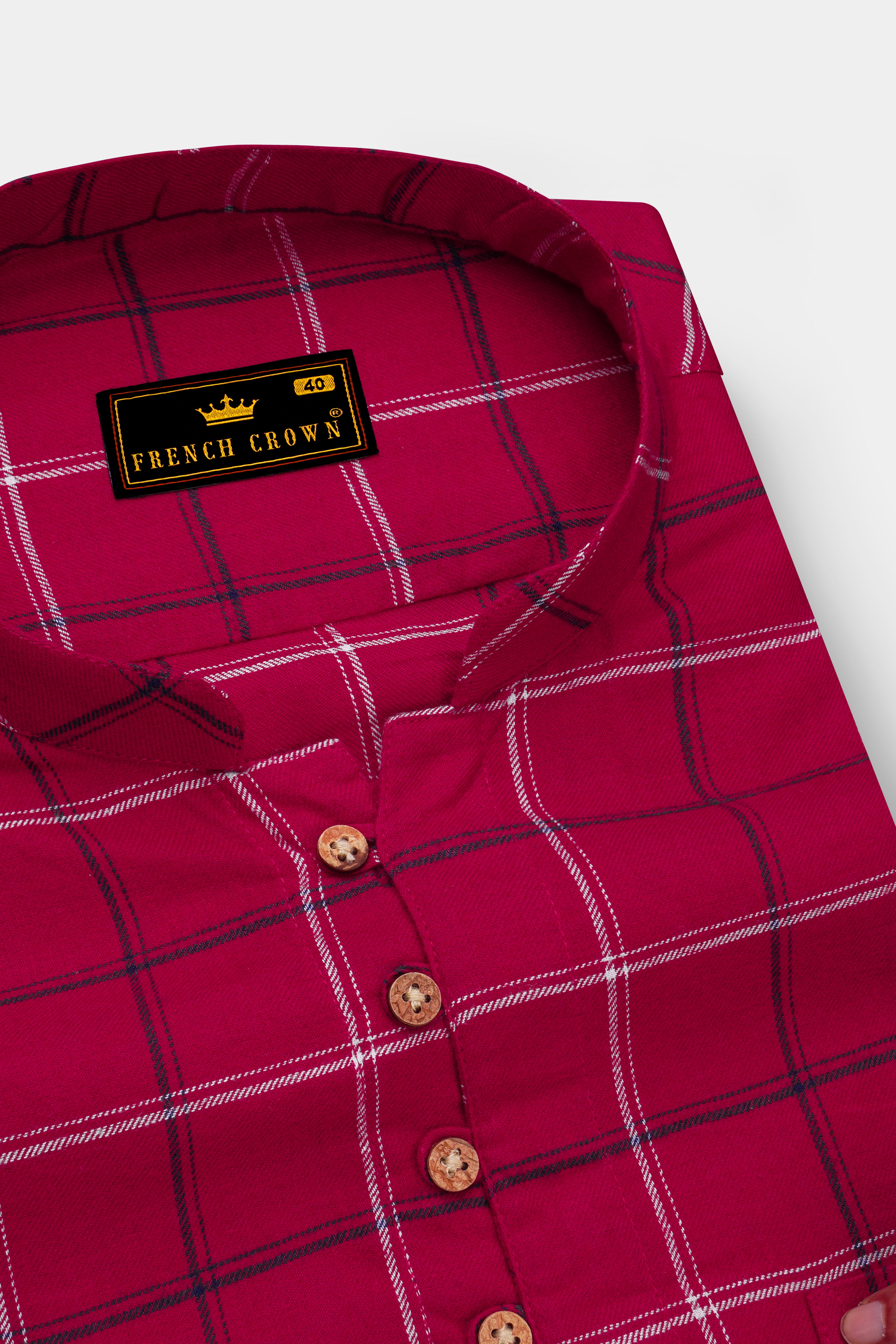 Stiletto Red Twill windowpane Premium Cotton Kurta Shirt
