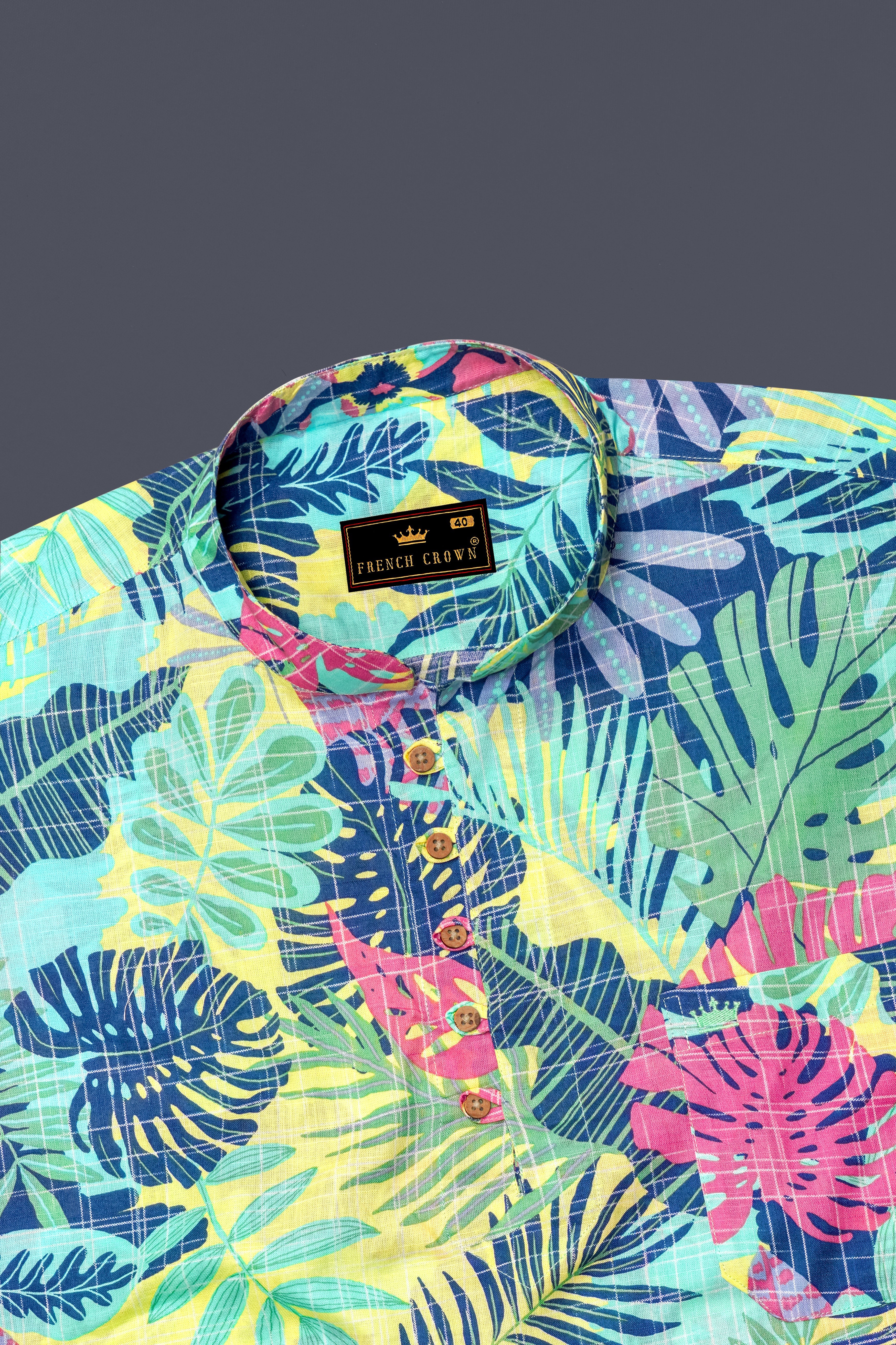 Colorful Beach Print Luxurious Linen Kurta Shirt