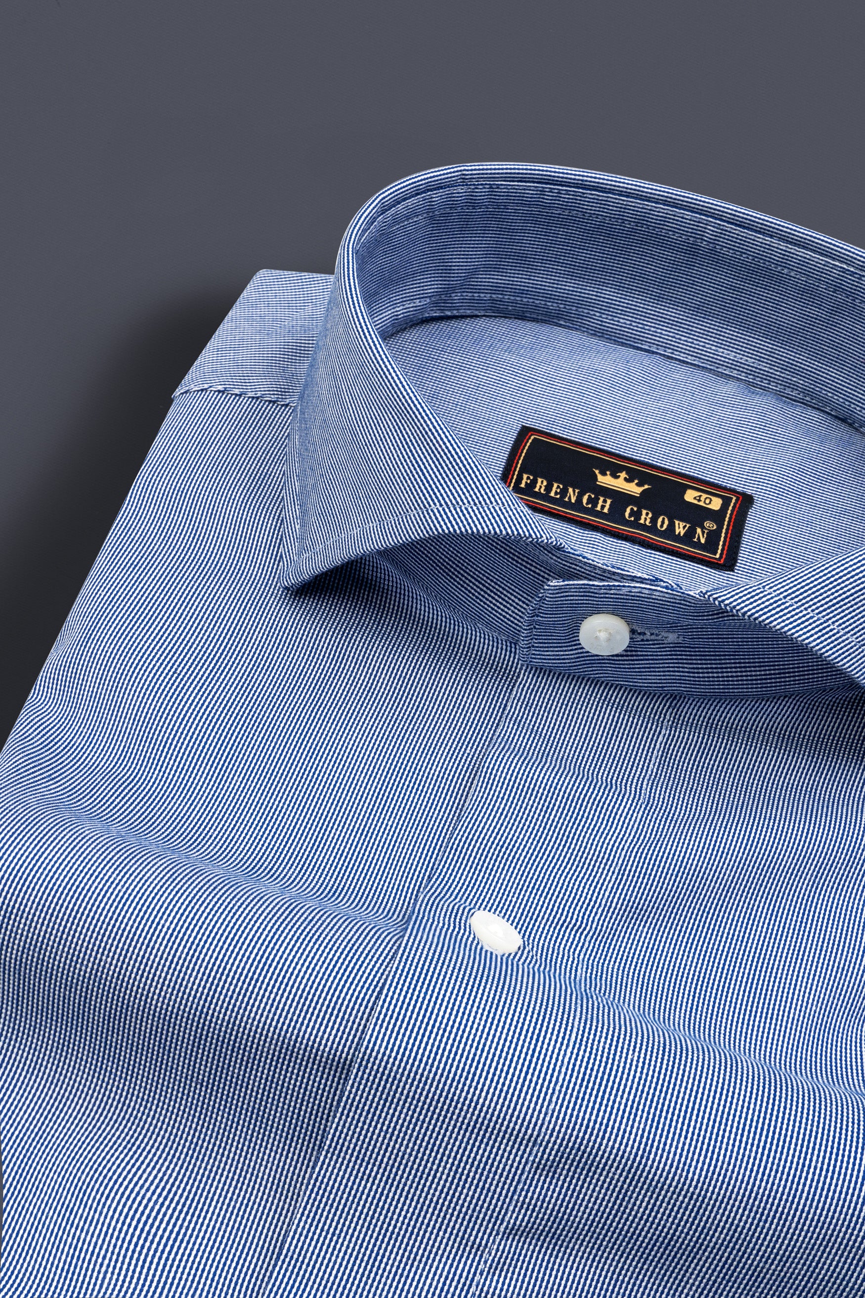 Tory Blue Dobby Textured Premium Giza Cotton Shirt