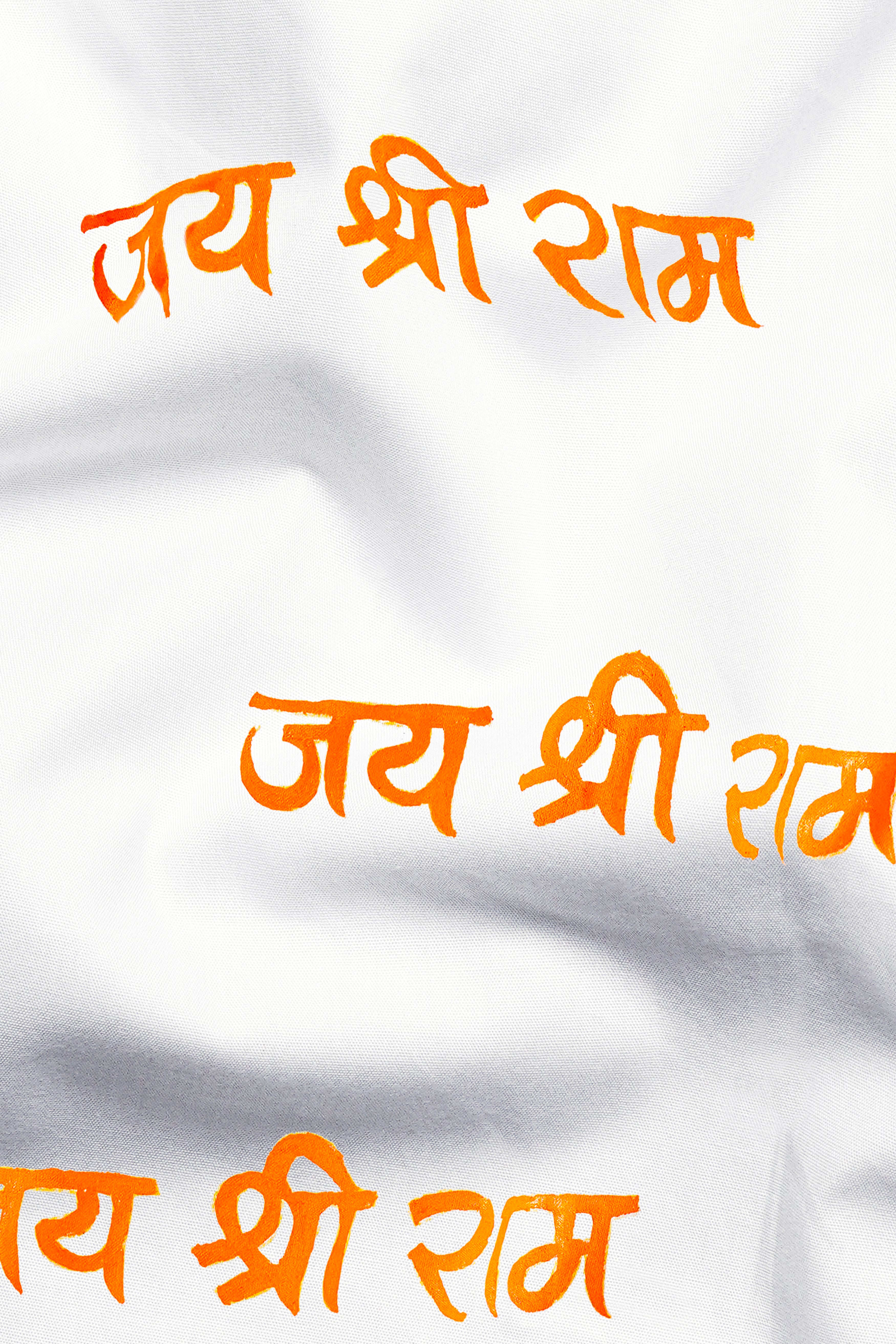 Bright White Jai Shree Ram Hand Painted Premium Cotton Designer Shirt