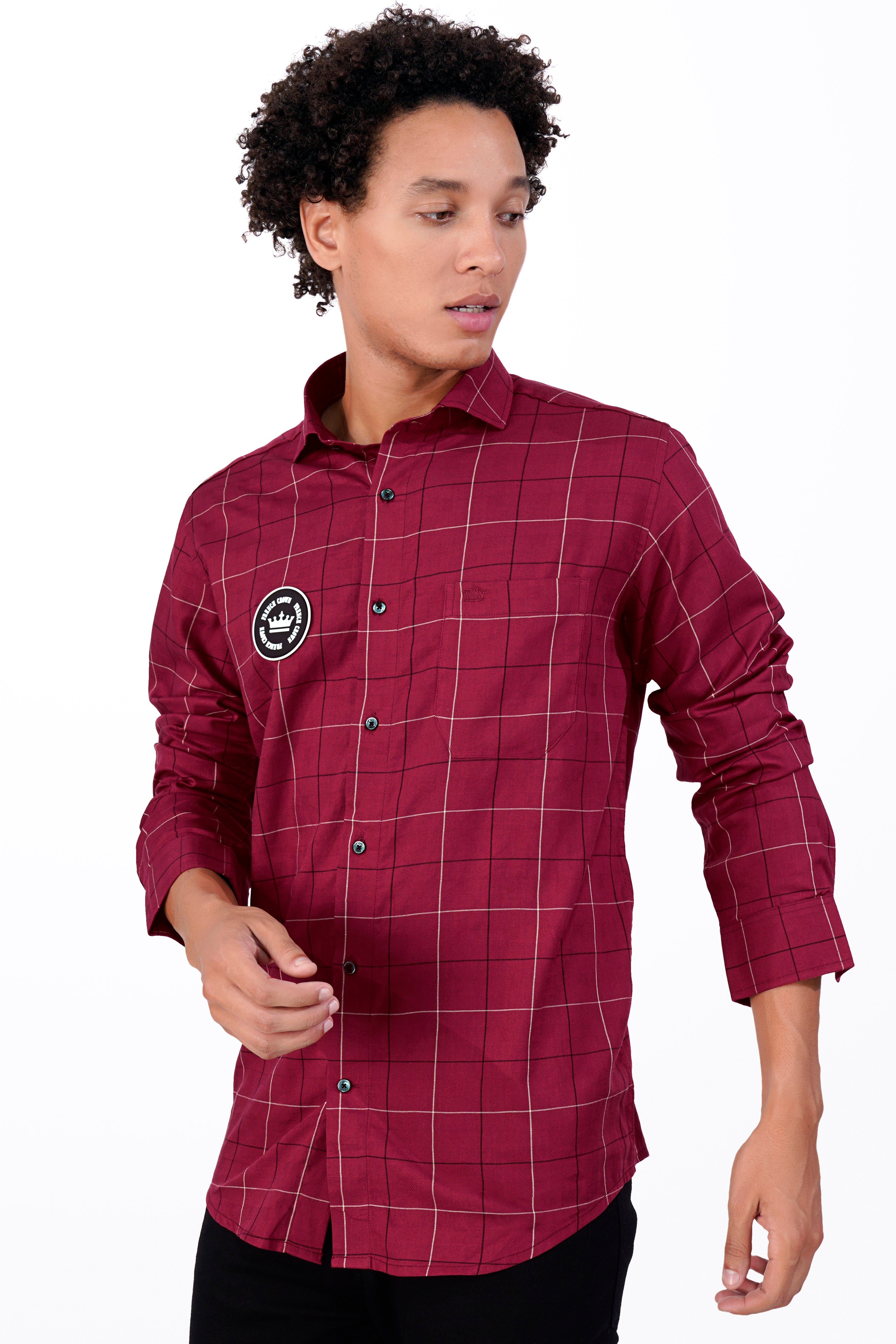 Claret Red Checkered Patchwork Twill Premium Cotton Designer Shirt 5663-CA-BLK-RP-38, 5663-CA-BLK-RP-H-38, 5663-CA-BLK-RP-39, 5663-CA-BLK-RP-H-39, 5663-CA-BLK-RP-40, 5663-CA-BLK-RP-H-40, 5663-CA-BLK-RP-42, 5663-CA-BLK-RP-H-42, 5663-CA-BLK-RP-44, 5663-CA-BLK-RP-H-44, 5663-CA-BLK-RP-46, 5663-CA-BLK-RP-H-46, 5663-CA-BLK-RP-48, 5663-CA-BLK-RP-H-48, 5663-CA-BLK-RP-50, 5663-CA-BLK-RP-H-50, 5663-CA-BLK-RP-52, 5663-CA-BLK-RP-H-52