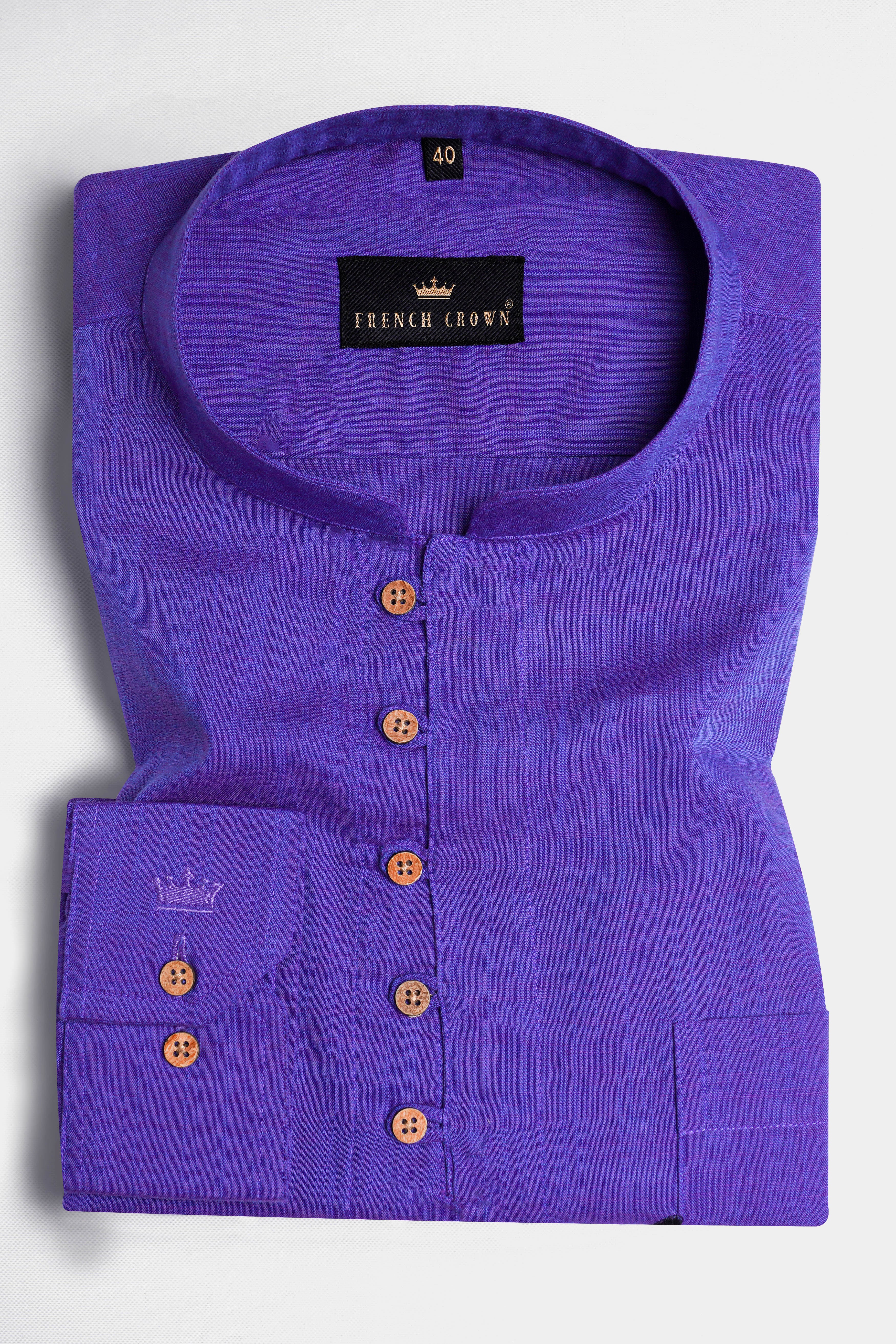 Iris Blue and Eminence Purple Cat and Mouse Hand Painted Luxurious Linen Designer Kurta Shirt 5687-KS-E212-38, 5687-KS-E212-H-38, 5687-KS-E212-39, 5687-KS-E212-H-39, 5687-KS-E212-40, 5687-KS-E212-H-40, 5687-KS-E212-42, 5687-KS-E212-H-42, 5687-KS-E212-44, 5687-KS-E212-H-44, 5687-KS-E212-46, 5687-KS-E212-H-46, 5687-KS-E212-48, 5687-KS-E212-H-48, 5687-KS-E212-50, 5687-KS-E212-H-50, 5687-KS-E212-52, 5687-KS-E212-H-52