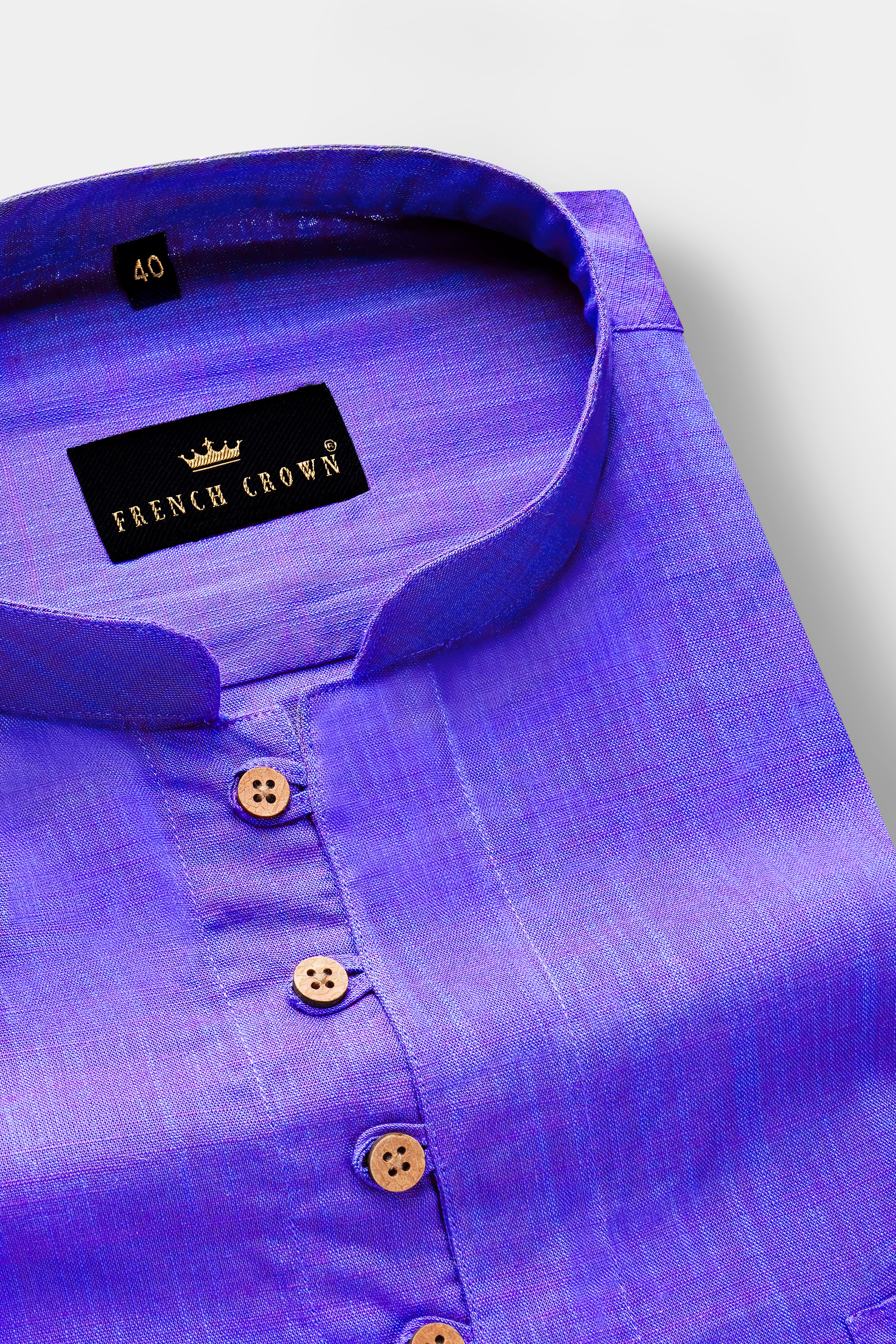 Daisy Bush Blue dual tone Luxurious Linen Kurta Shirt