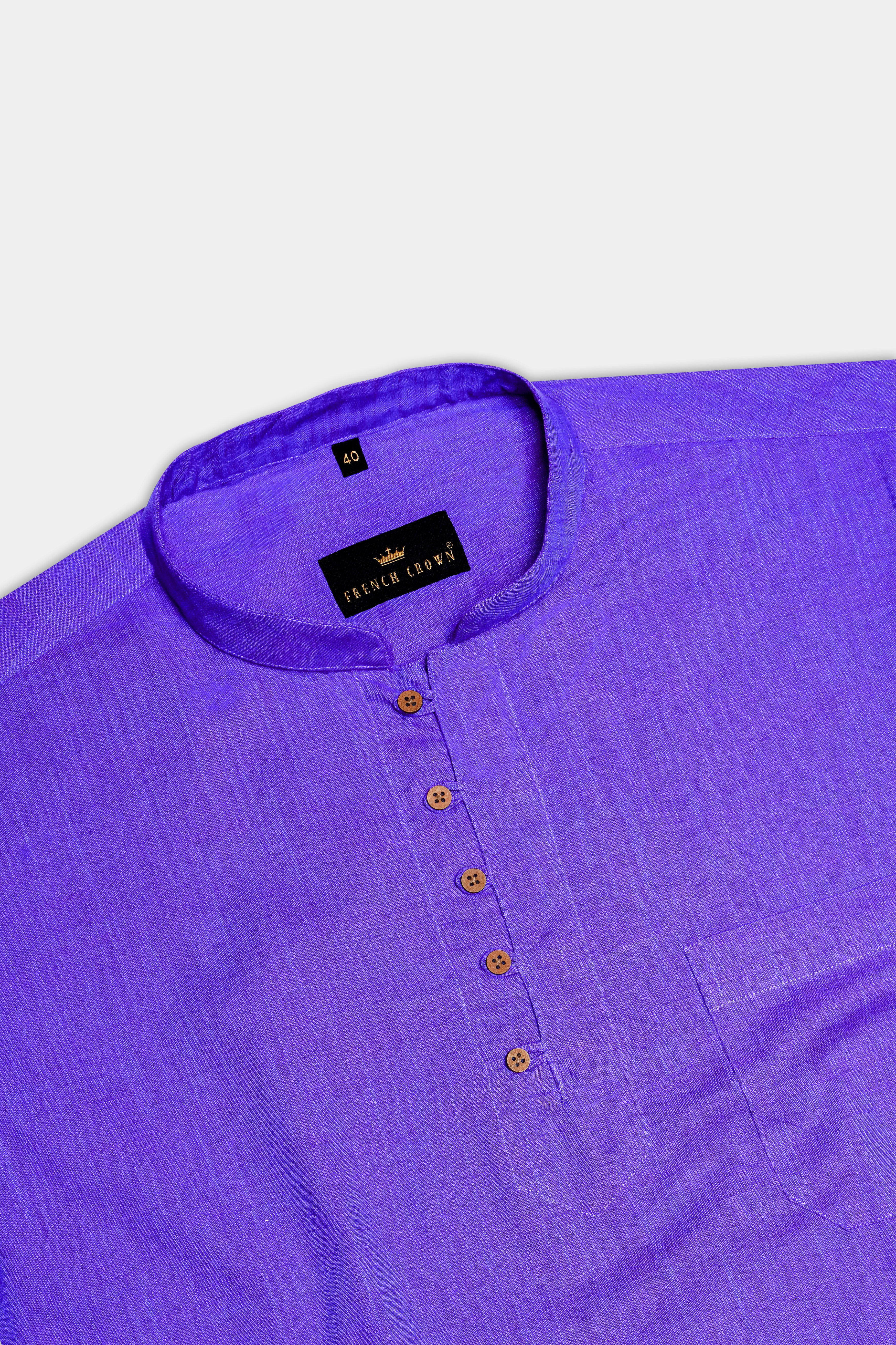 Daisy Bush Blue dual tone Luxurious Linen Kurta Shirt