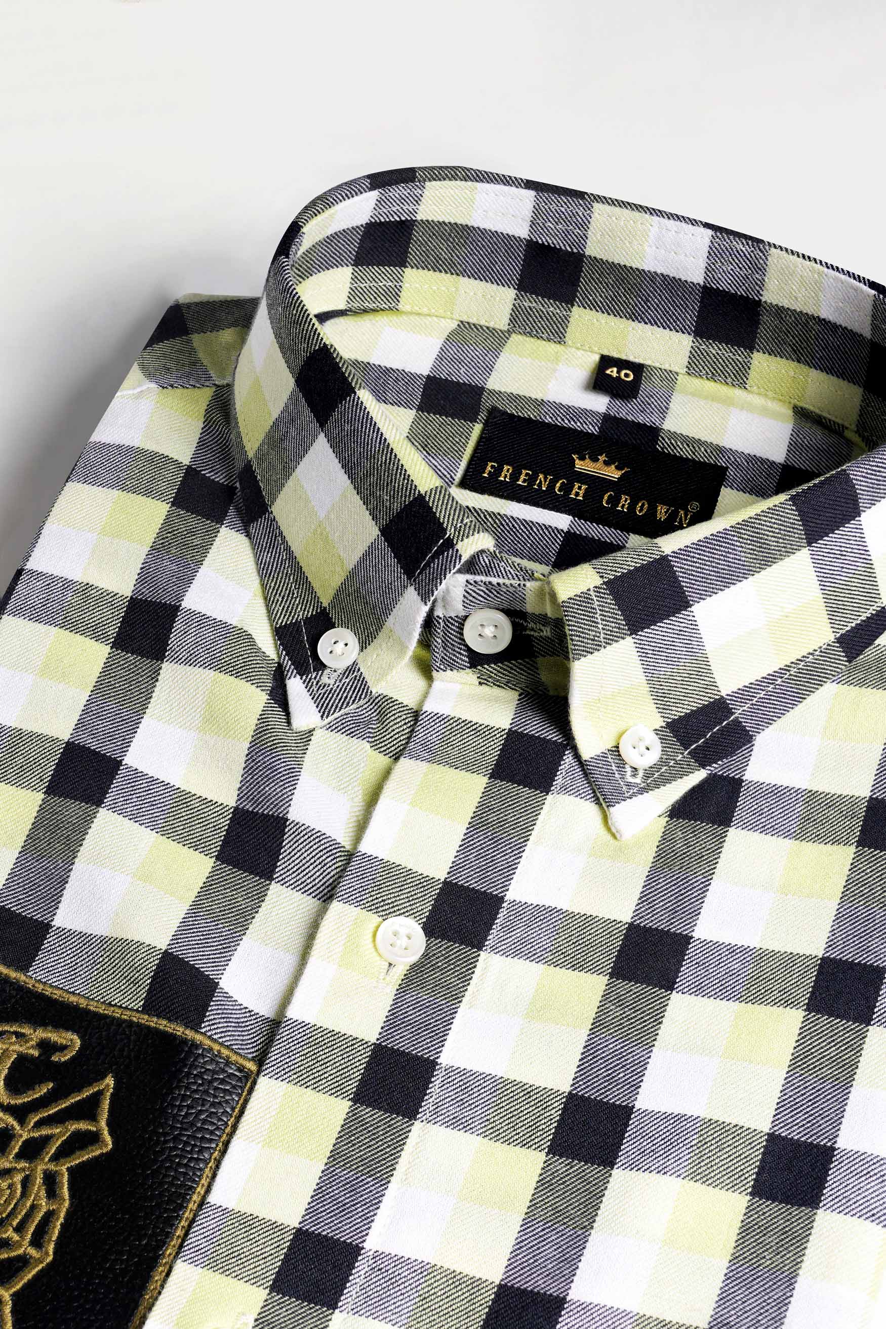 Caper Green with Black Checkered and Funky Patch work Twill Premium Cotton Designer Shirt 5700-BD-E173-38, 5700-BD-E173-H-38, 5700-BD-E173-39, 5700-BD-E173-H-39, 5700-BD-E173-40, 5700-BD-E173-H-40, 5700-BD-E173-42, 5700-BD-E173-H-42, 5700-BD-E173-44, 5700-BD-E173-H-44, 5700-BD-E173-46, 5700-BD-E173-H-46, 5700-BD-E173-48, 5700-BD-E173-H-48, 5700-BD-E173-50, 5700-BD-E173-H-50, 5700-BD-E173-52, 5700-BD-E173-H-52
