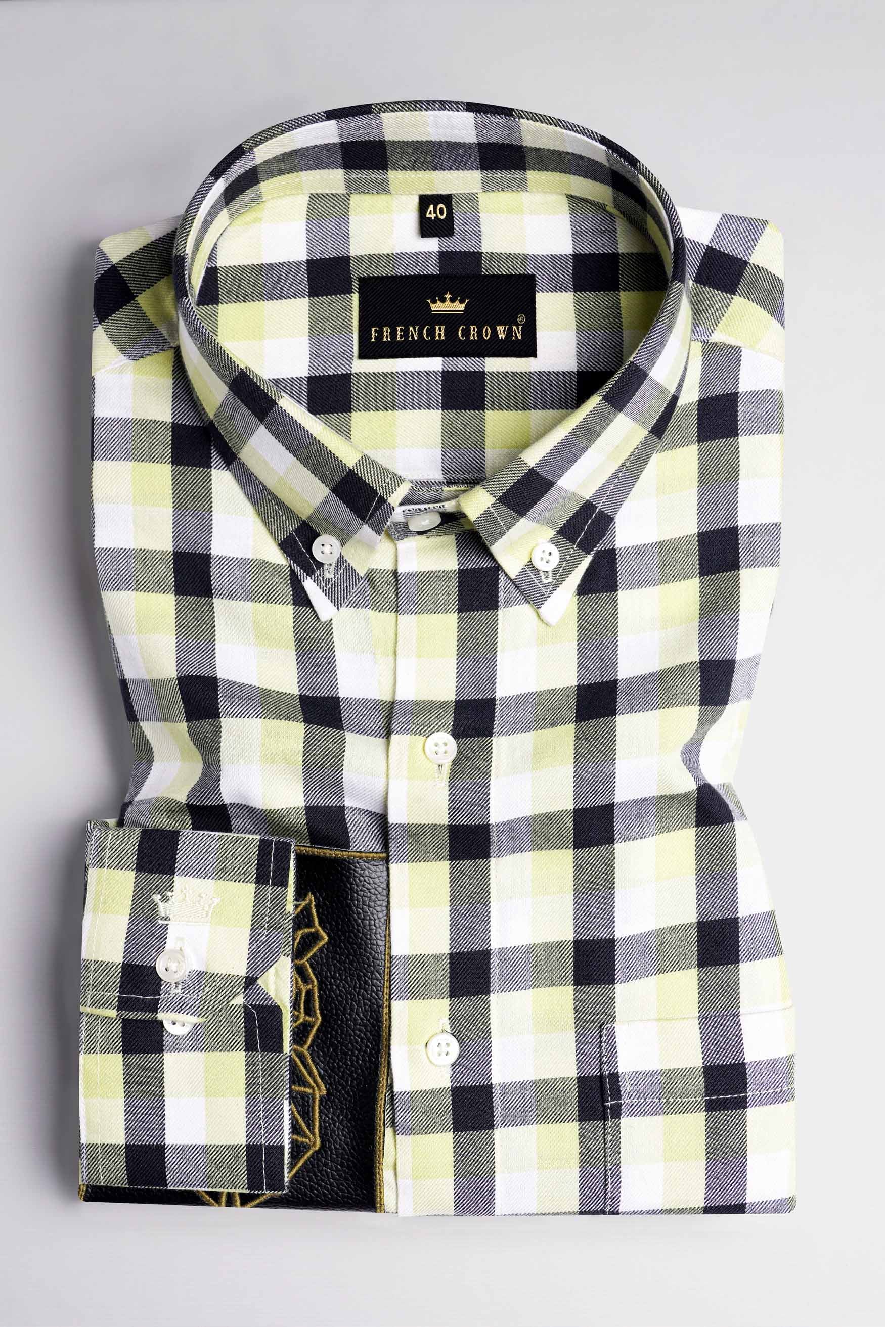 Caper Green with Black Checkered and Funky Patch work Twill Premium Cotton Designer Shirt 5700-BD-E173-38, 5700-BD-E173-H-38, 5700-BD-E173-39, 5700-BD-E173-H-39, 5700-BD-E173-40, 5700-BD-E173-H-40, 5700-BD-E173-42, 5700-BD-E173-H-42, 5700-BD-E173-44, 5700-BD-E173-H-44, 5700-BD-E173-46, 5700-BD-E173-H-46, 5700-BD-E173-48, 5700-BD-E173-H-48, 5700-BD-E173-50, 5700-BD-E173-H-50, 5700-BD-E173-52, 5700-BD-E173-H-52