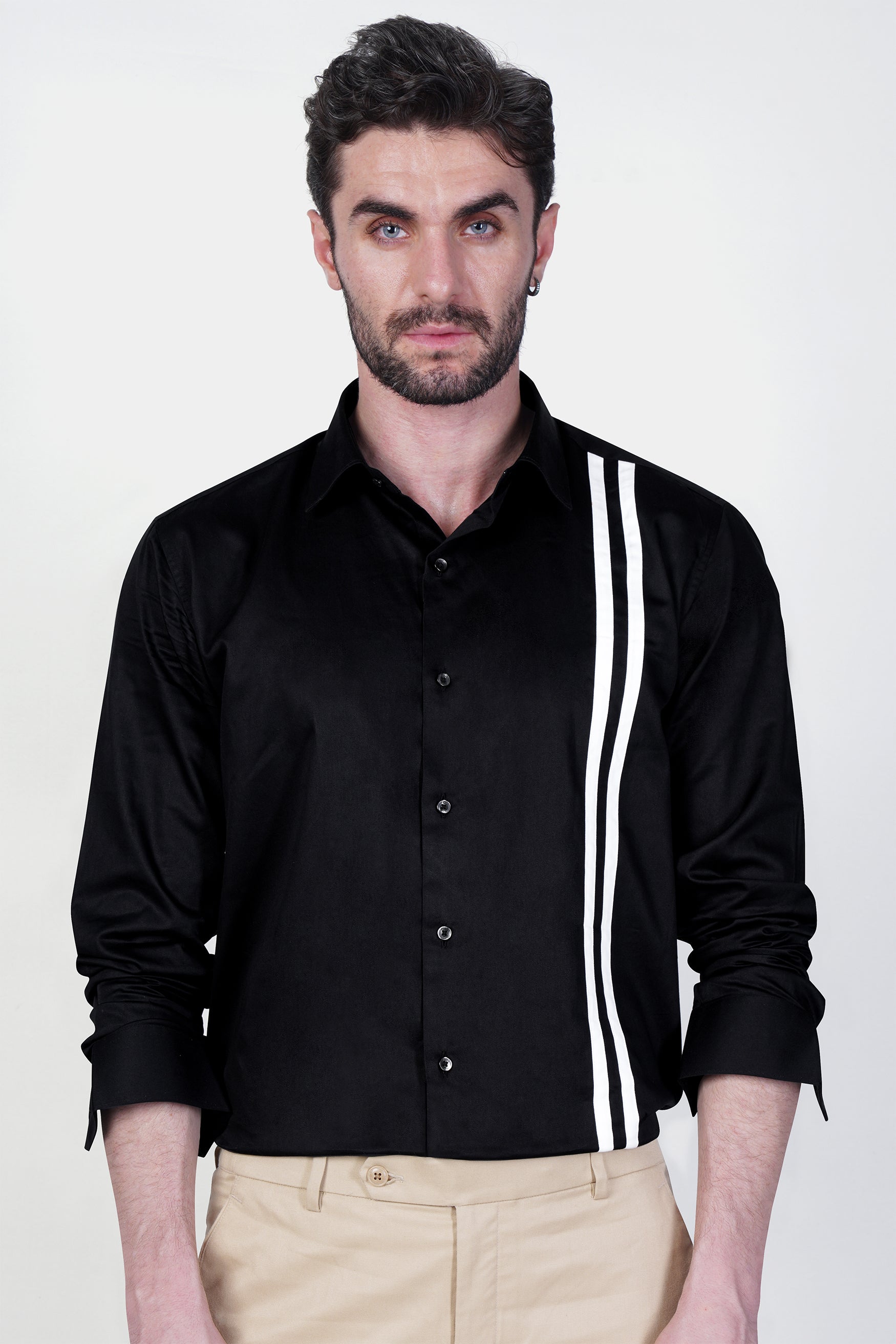Jade Black with White Double Striped Super Soft Premium Cotton Shirt 5761-BLK-P120-38, 5761-BLK-P120-H-38, 5761-BLK-P120-39, 5761-BLK-P120-H-39, 5761-BLK-P120-40, 5761-BLK-P120-H-40, 5761-BLK-P120-42, 5761-BLK-P120-H-42, 5761-BLK-P120-44, 5761-BLK-P120-H-44, 5761-BLK-P120-46, 5761-BLK-P120-H-46, 5761-BLK-P120-48, 5761-BLK-P120-H-48, 5761-BLK-P120-50, 5761-BLK-P120-H-50, 5761-BLK-P120-52, 5761-BLK-P120-H-52