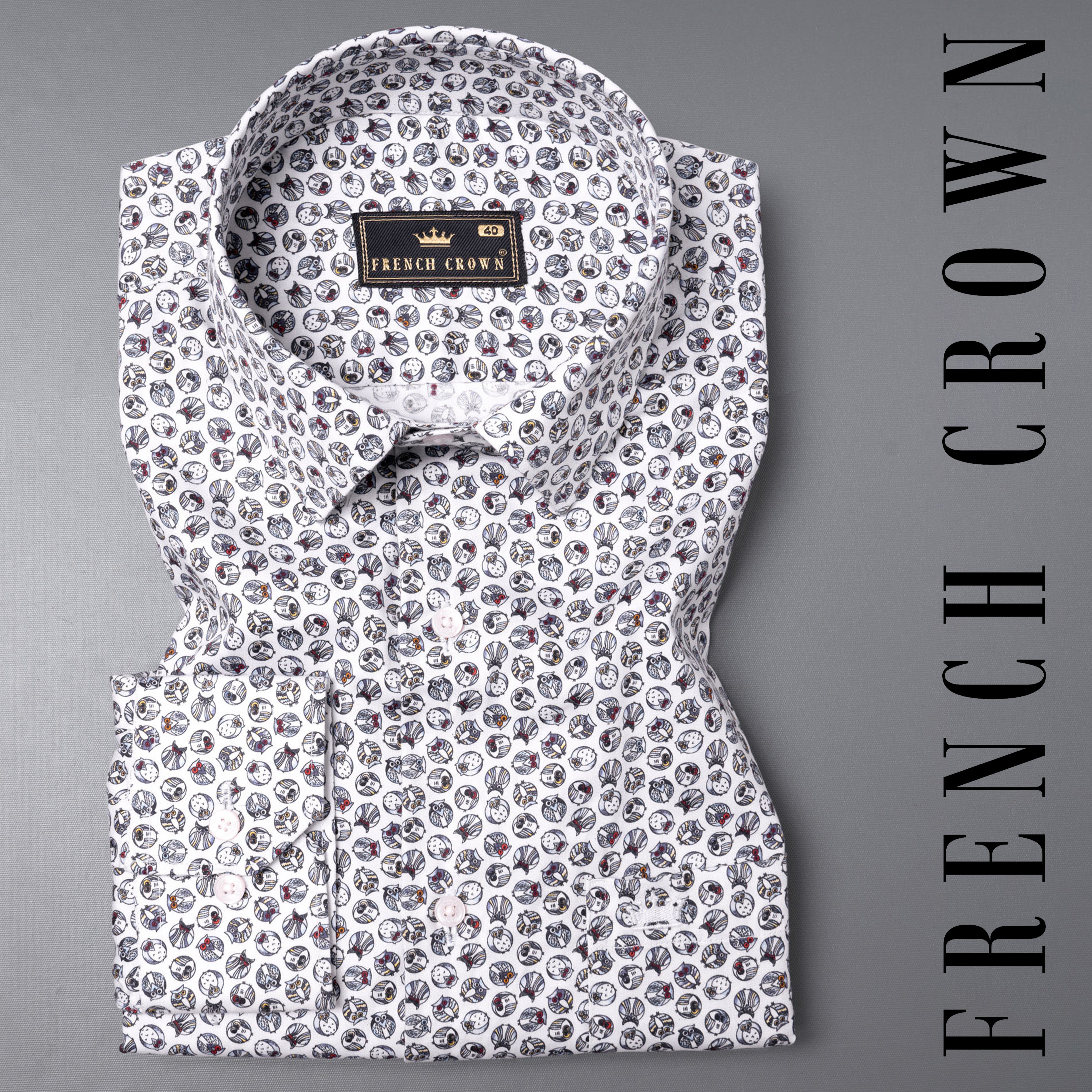 Bright White Owl Printed Premium Cotton Super Soft Shirt