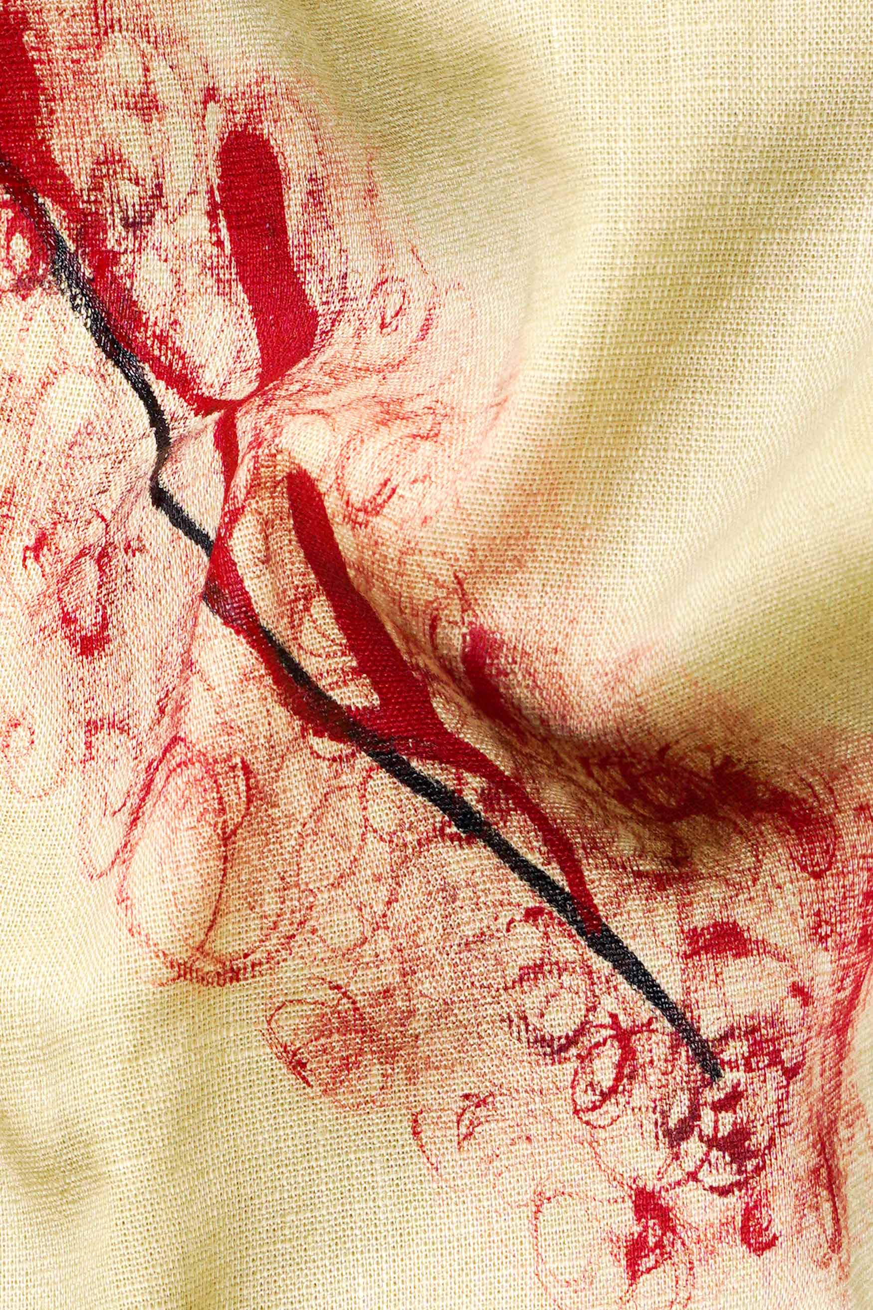 Chalky Brown with Scarlet Red Arrow Hand Painted Luxurious Linen Designer Shirt 5789-CA-ART01-38, 5789-CA-ART01-H-38, 5789-CA-ART01-39, 5789-CA-ART01-H-39, 5789-CA-ART01-40, 5789-CA-ART01-H-40, 5789-CA-ART01-42, 5789-CA-ART01-H-42, 5789-CA-ART01-44, 5789-CA-ART01-H-44, 5789-CA-ART01-46, 5789-CA-ART01-H-46, 5789-CA-ART01-48, 5789-CA-ART01-H-48, 5789-CA-ART01-50, 5789-CA-ART01-H-50, 5789-CA-ART01-52, 5789-CA-ART01-H-52