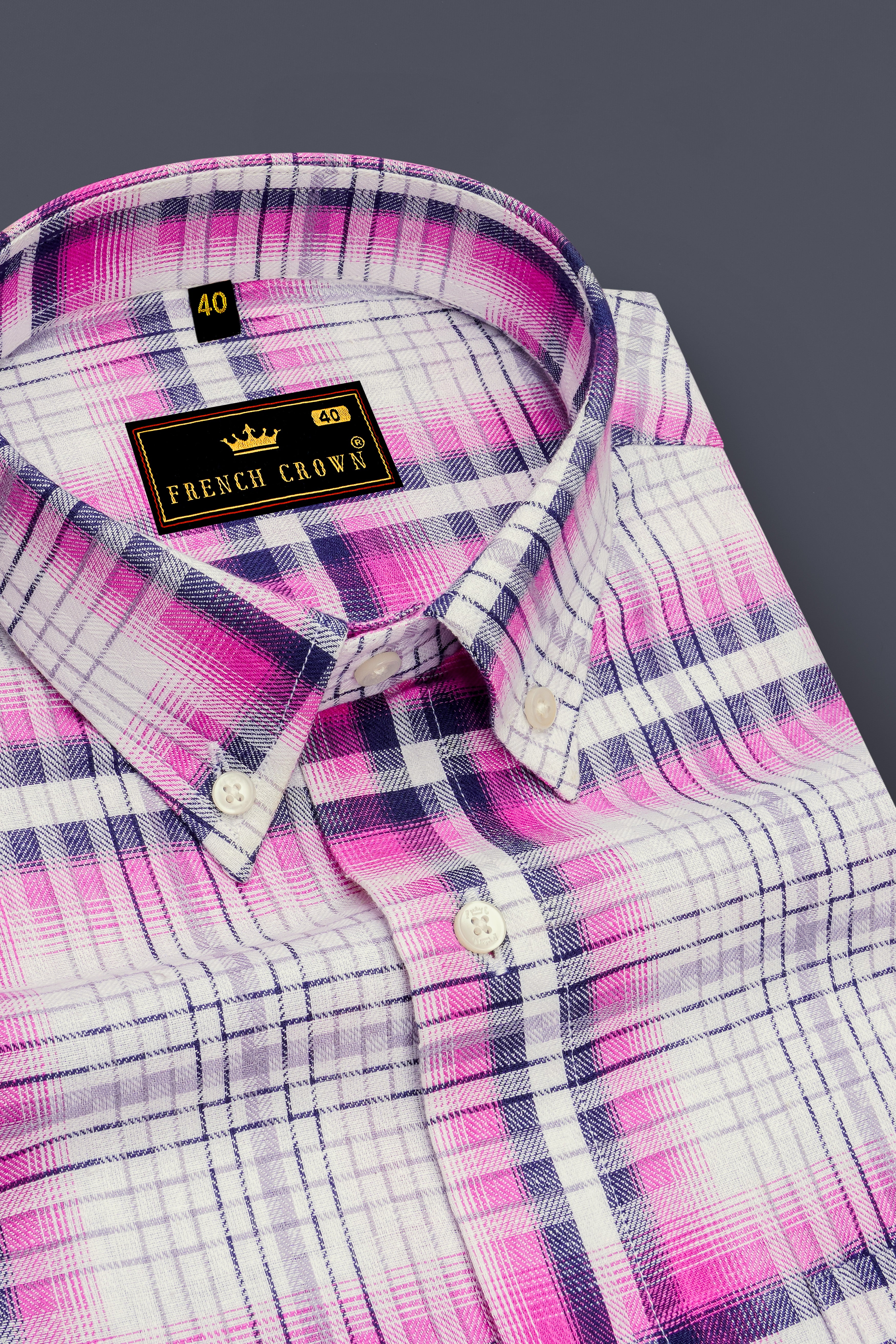 Bright White with Jacarta Blue Twill Plaid Premium Cotton Shirt