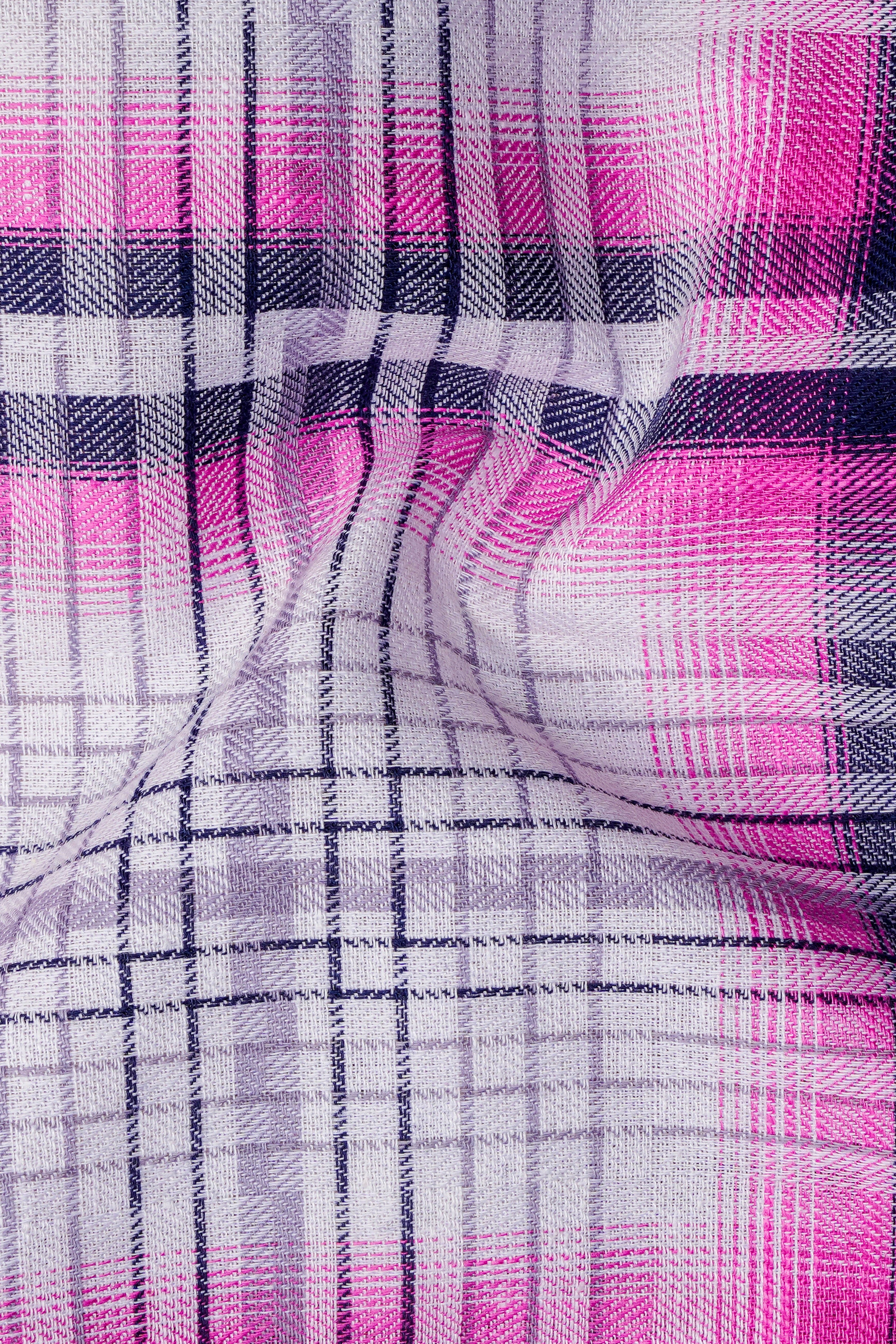 Bright White with Jacarta Blue Twill Plaid Premium Cotton Shirt