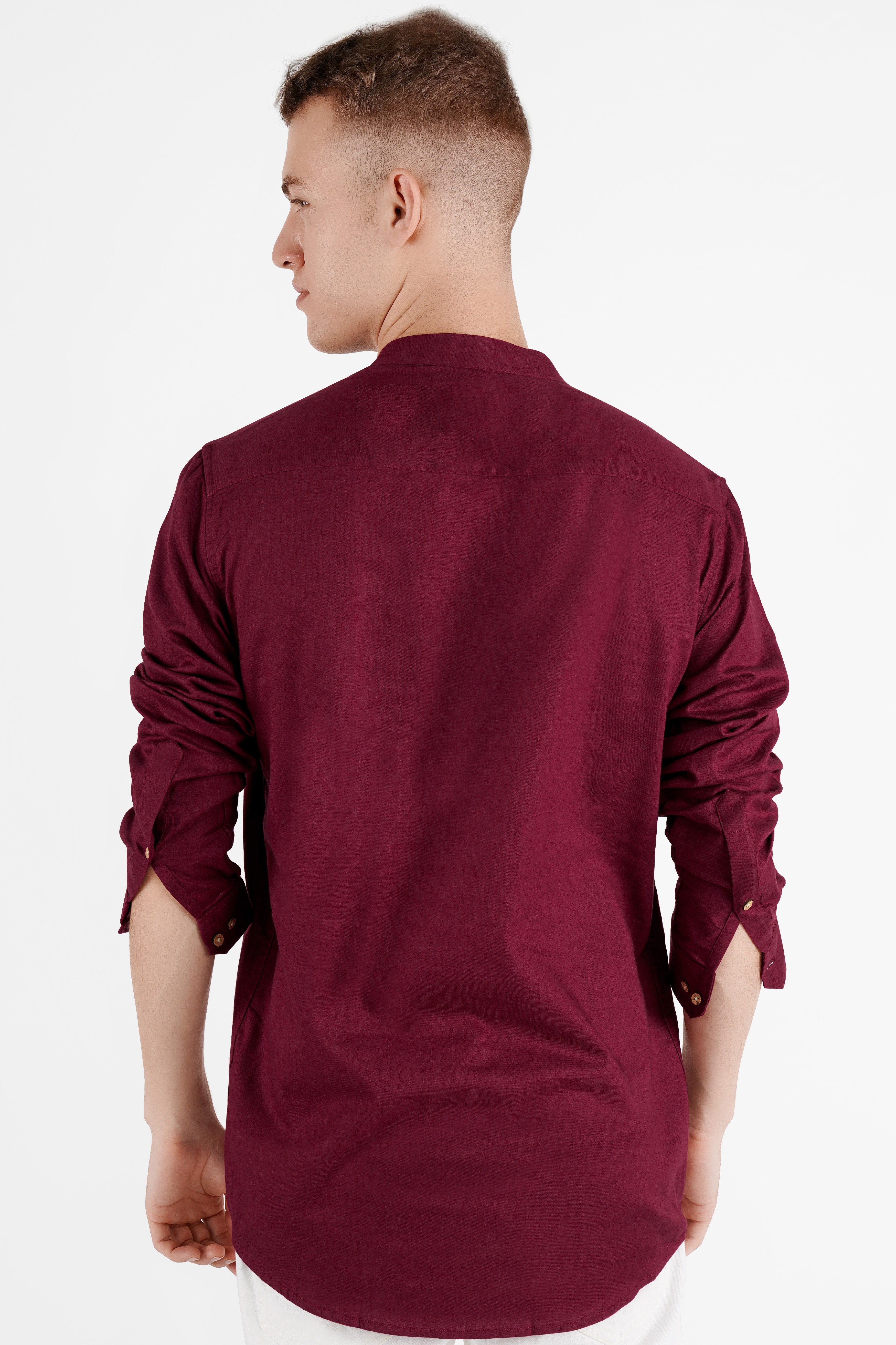 Burgundy Luxurious Linen Kurta Shirt