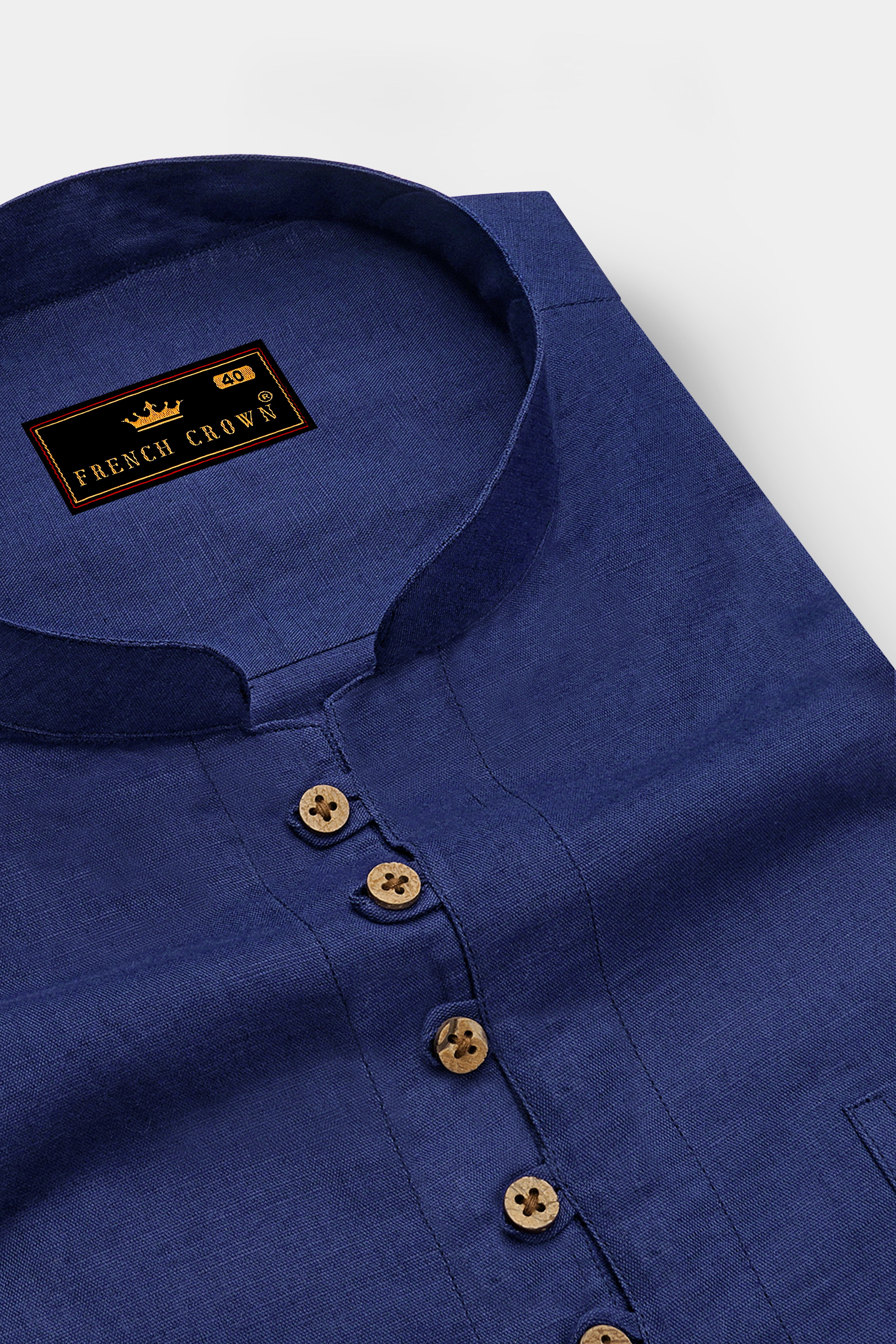 Rhino Blue Luxurious Linen Kurta Shirt