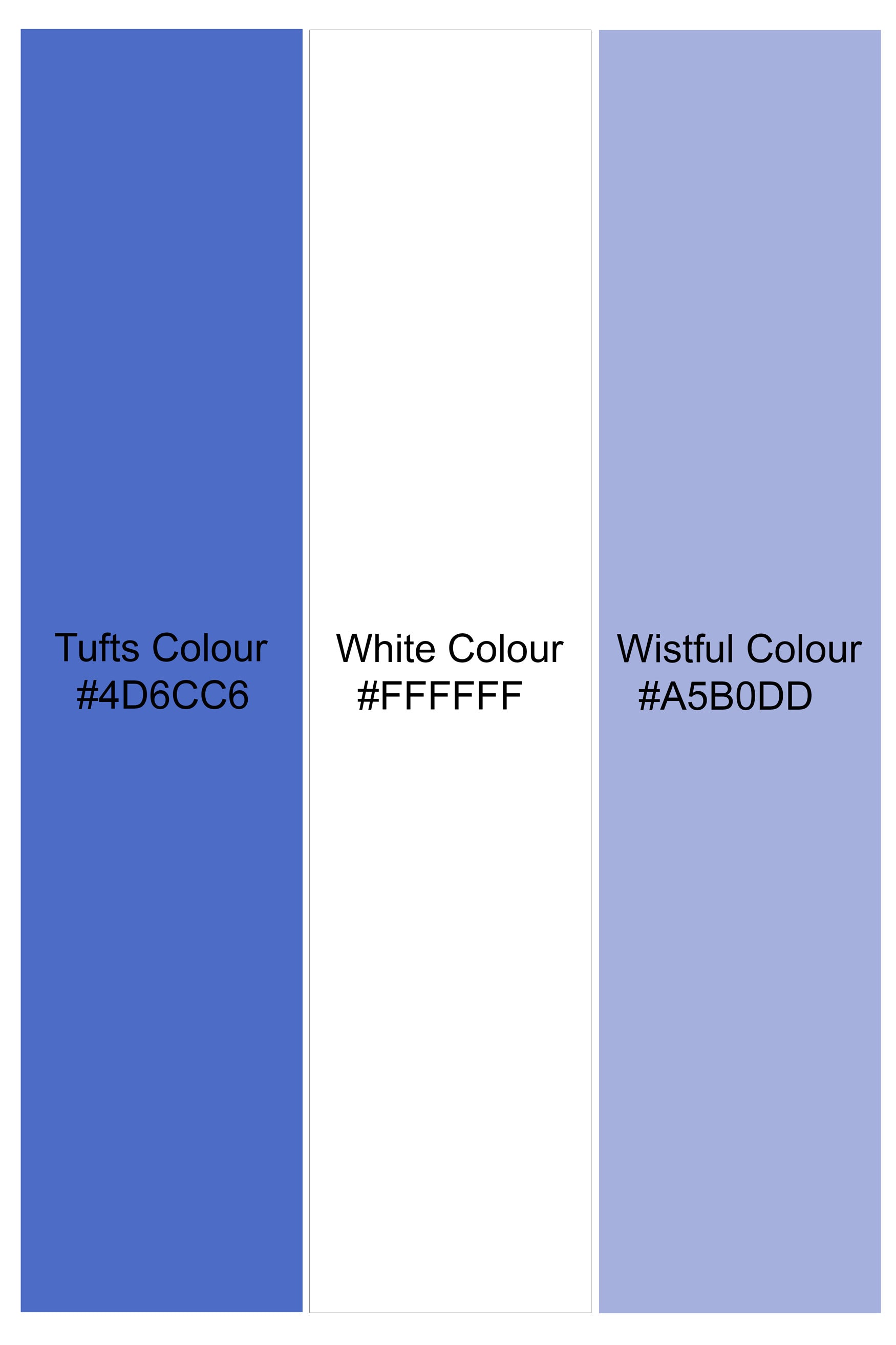 Tufts Blue and White Checkered with Bearded Man Patchwork Dobby Textured Premium Giza Cotton Designer Shirt