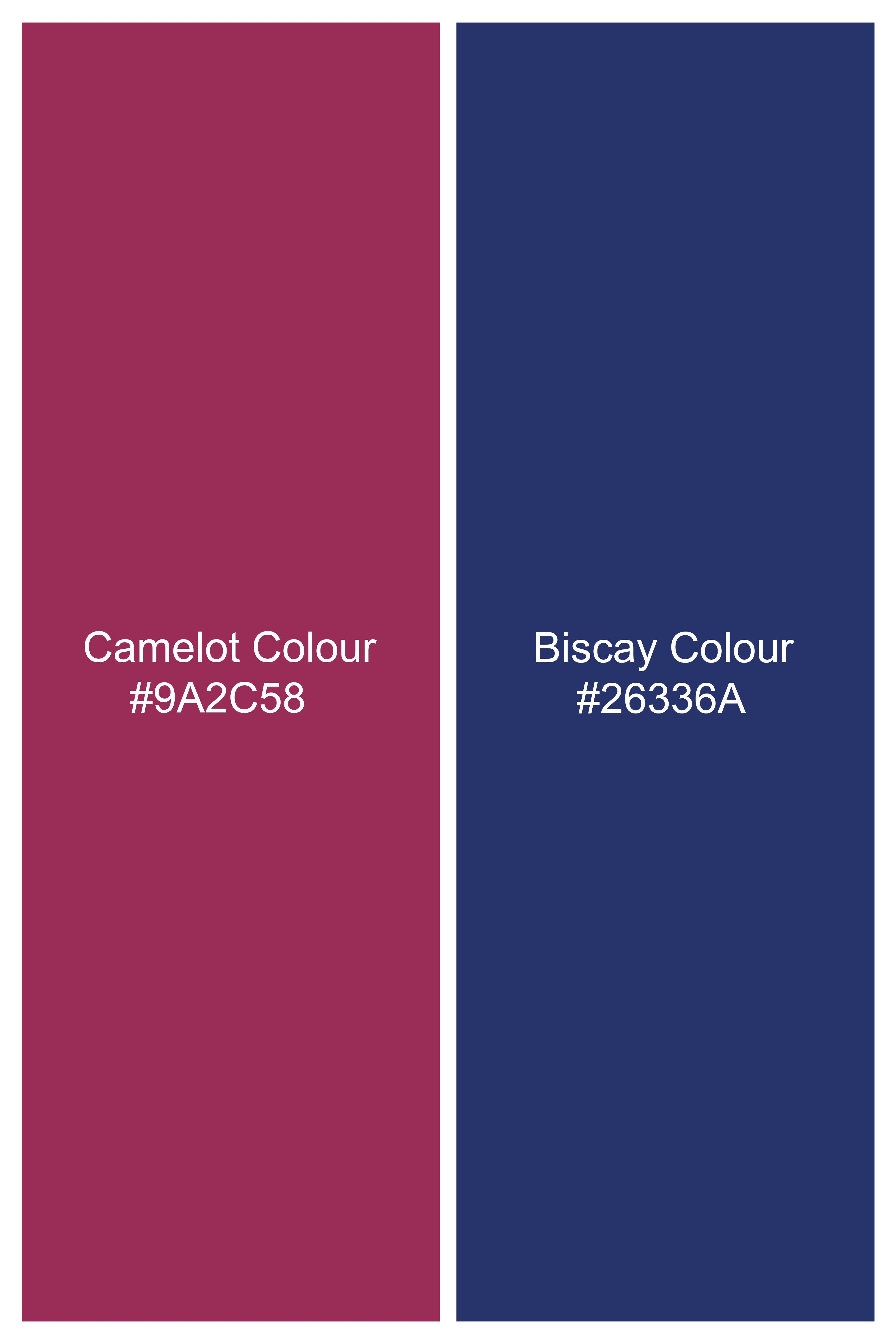 Chamelot Pink and Biscay Blue Hand Painted Dobby Premium Giza Cotton Designer Shirt