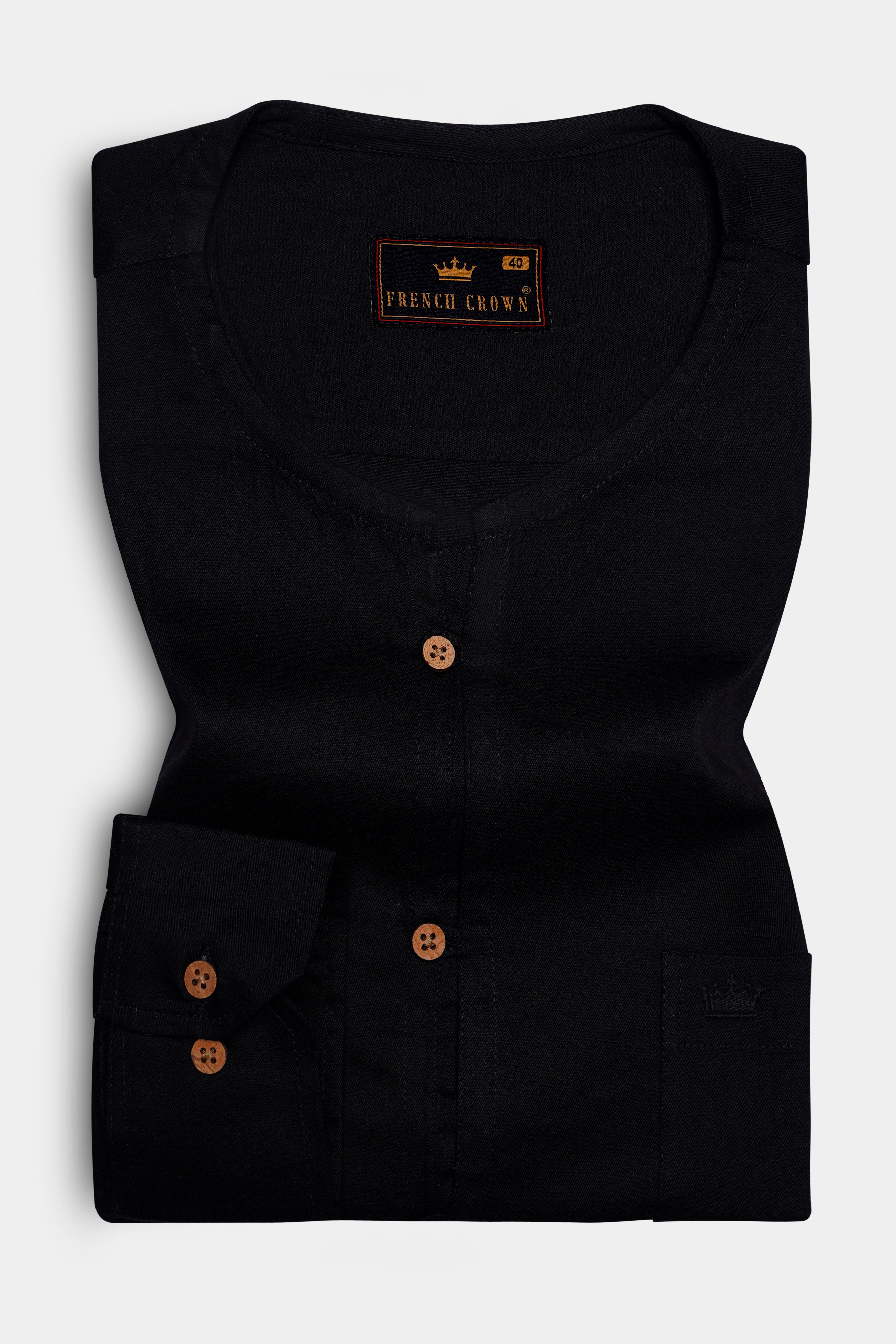 Jade Black Super Soft Premium Cotton Collarless Kurta Shirt